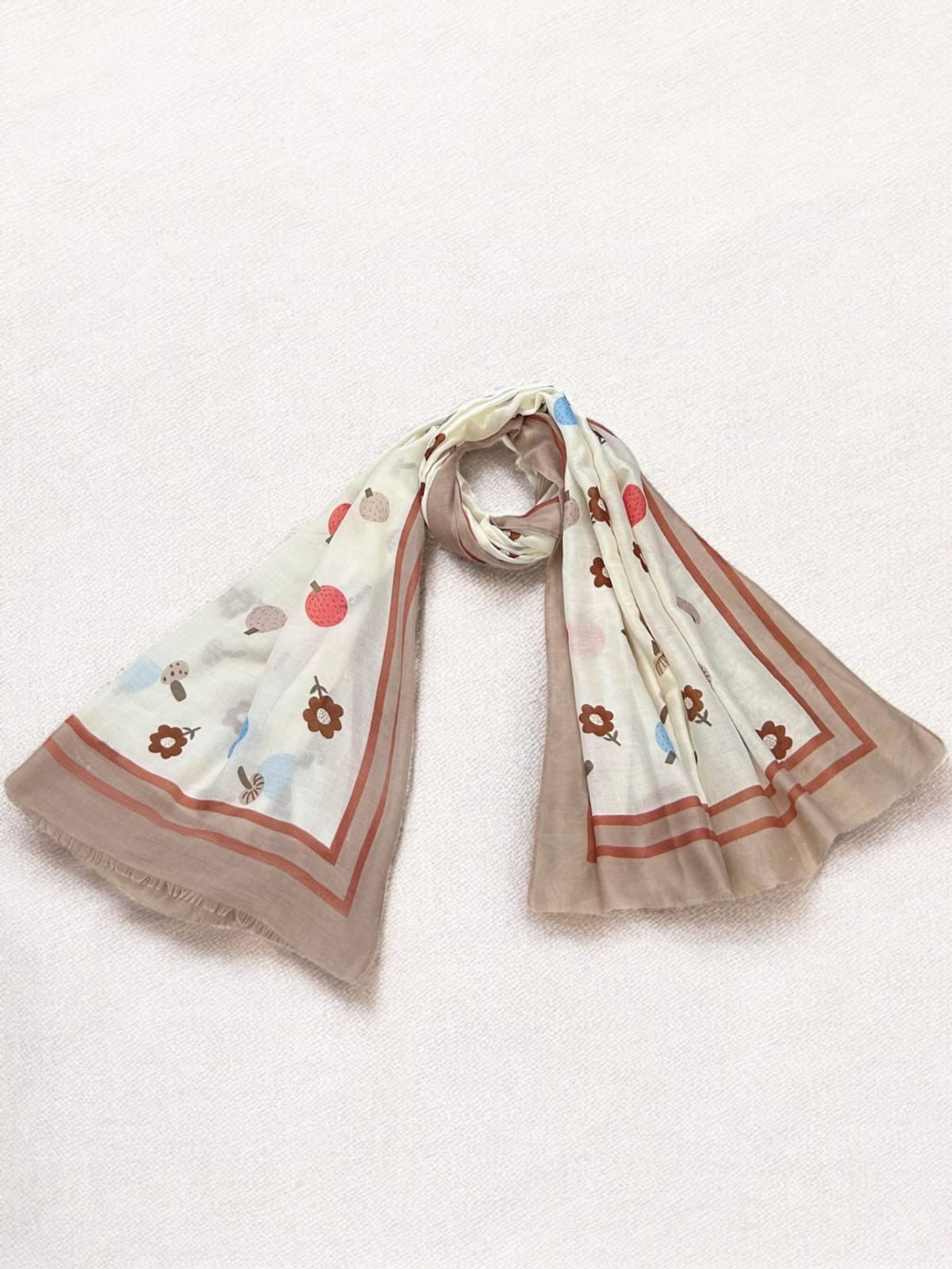 Beige Bloom Printed Modal Hijab