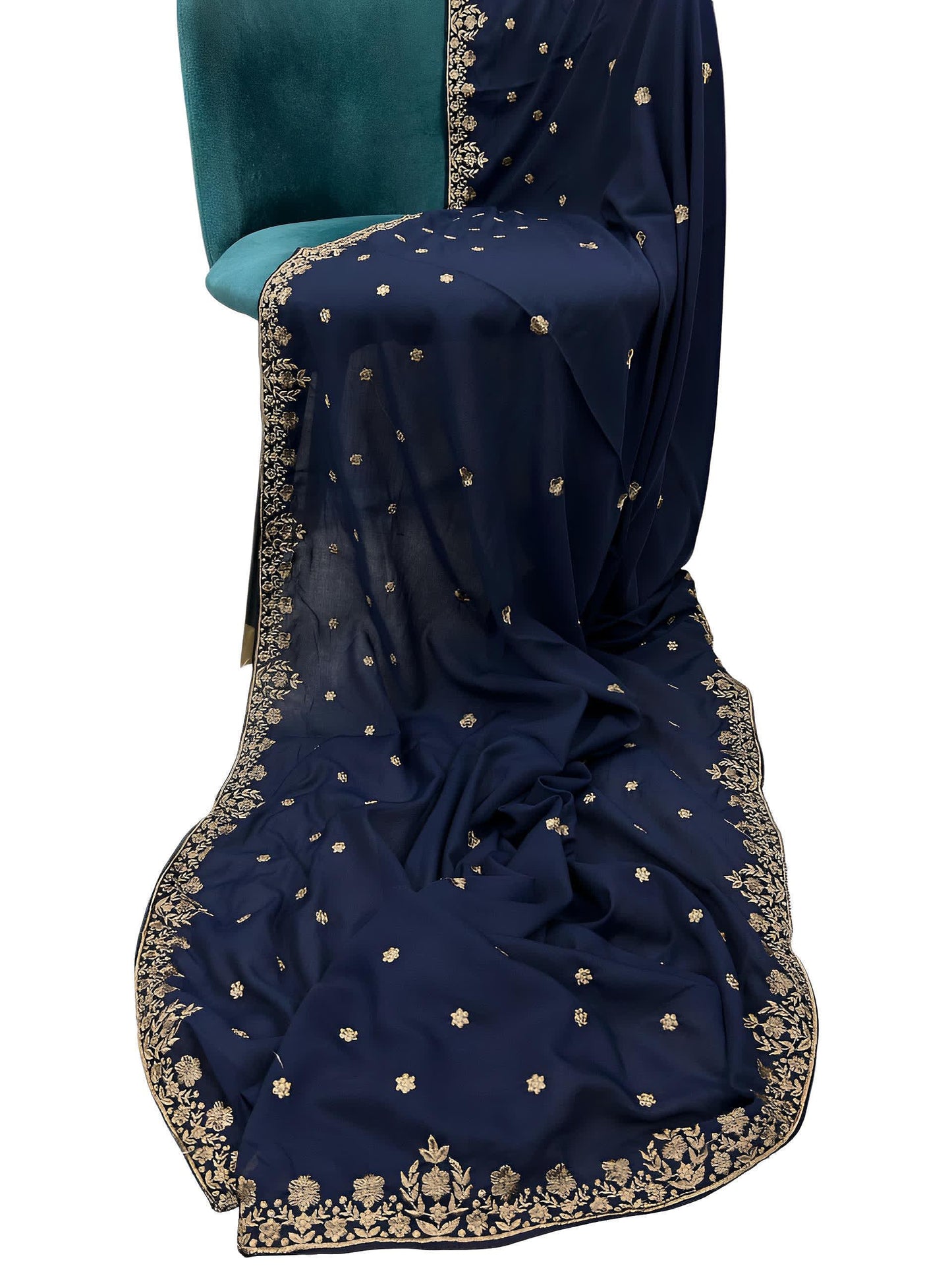 Navy Brown Floral Shaal