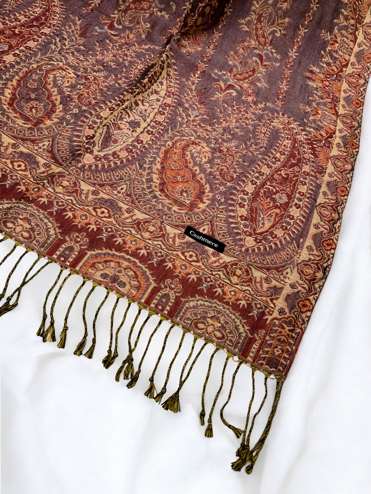 Lilac Fawn Peach Persian Linear Paisley Two-Tone Pashmina Hijab