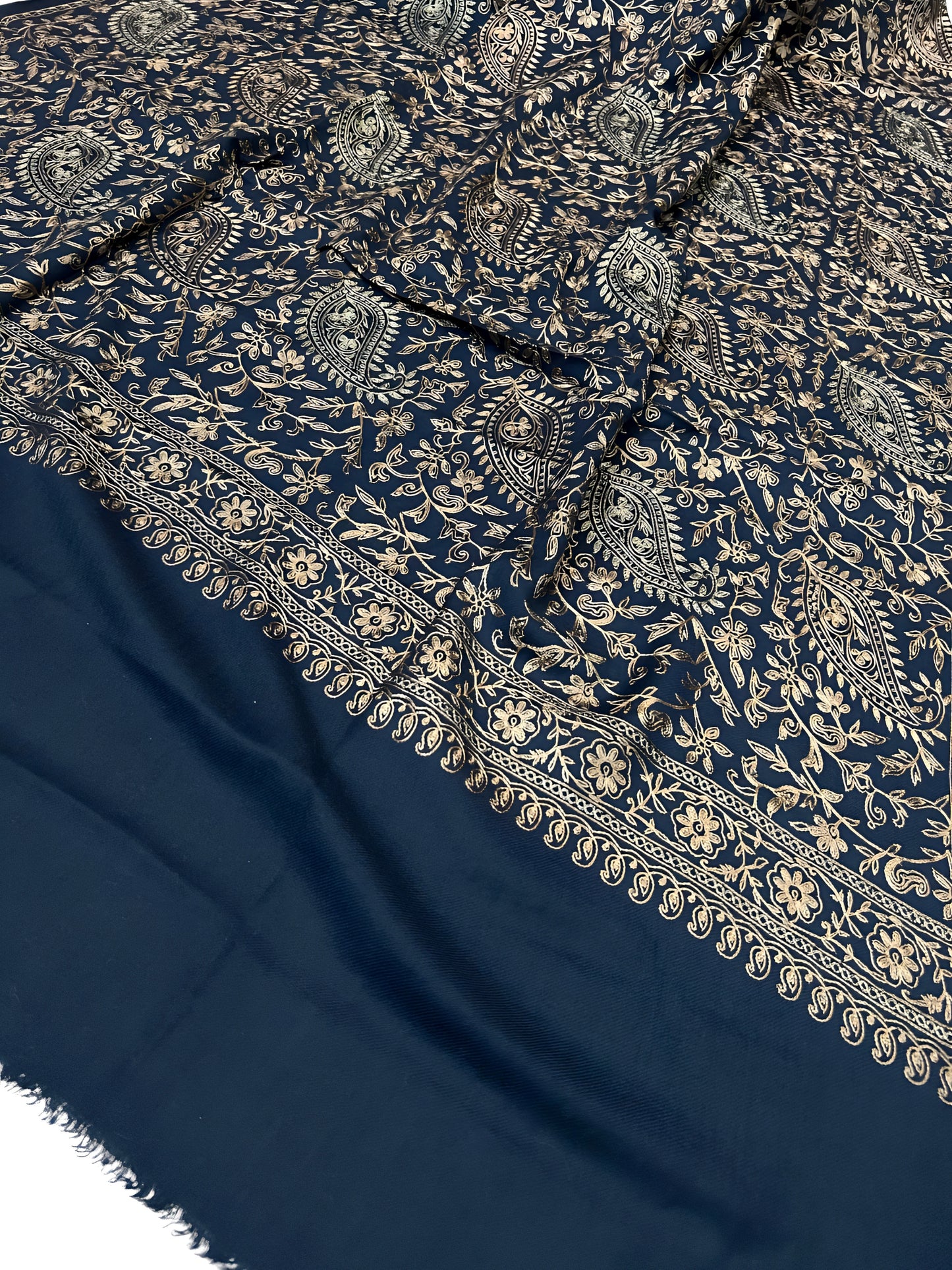 Navy - Embroidered Kalamkar Kashmiri Shawl