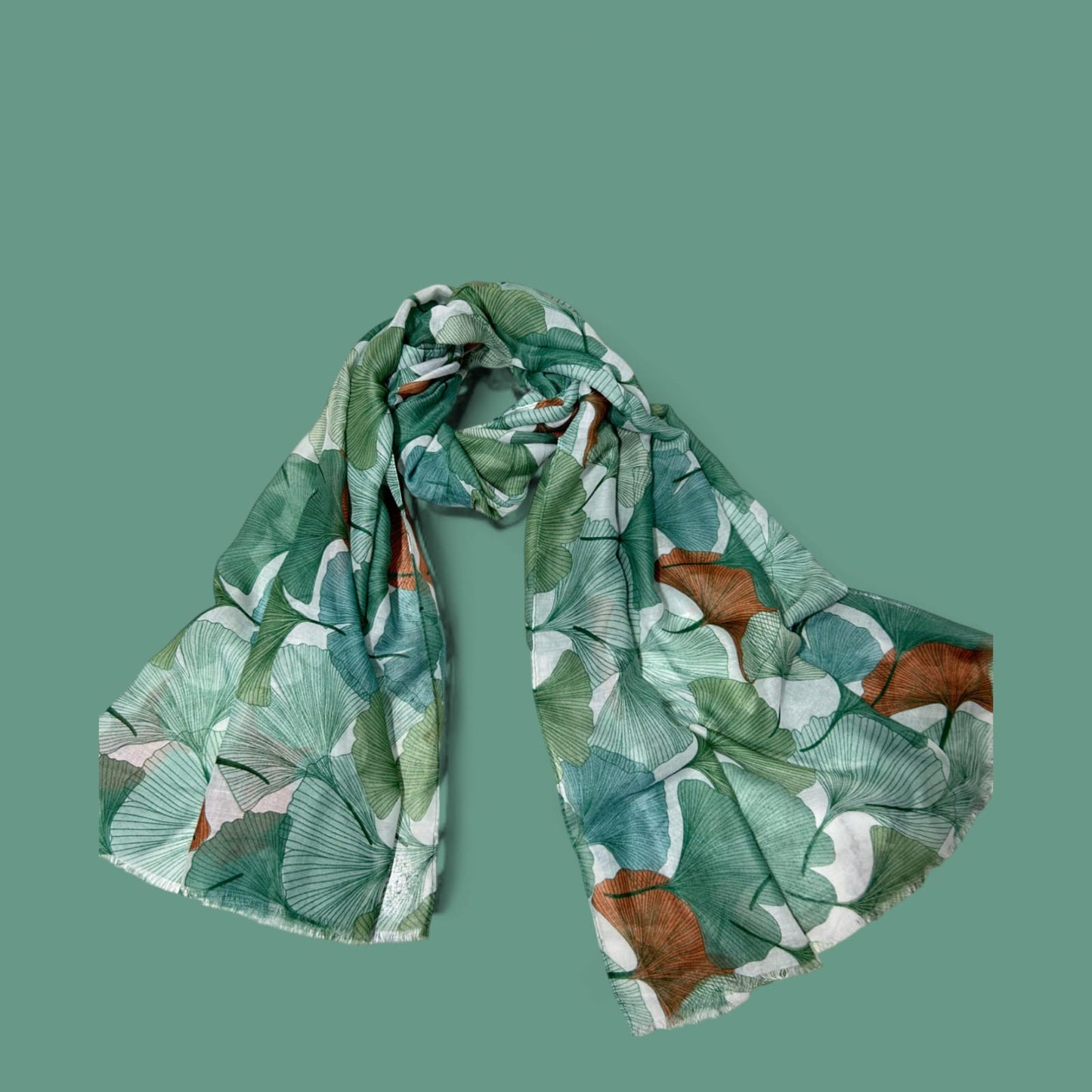 Viridian Green Orchids Printed Modal Hijab