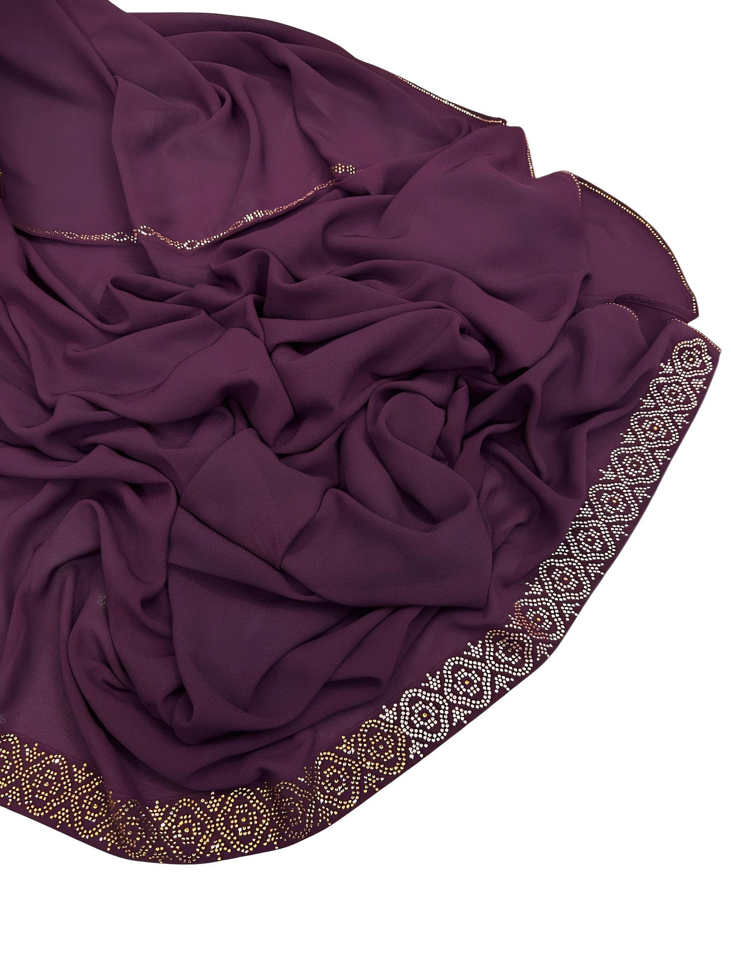 Luxury Plum Caspia Gold Sparkle Korean Shaal