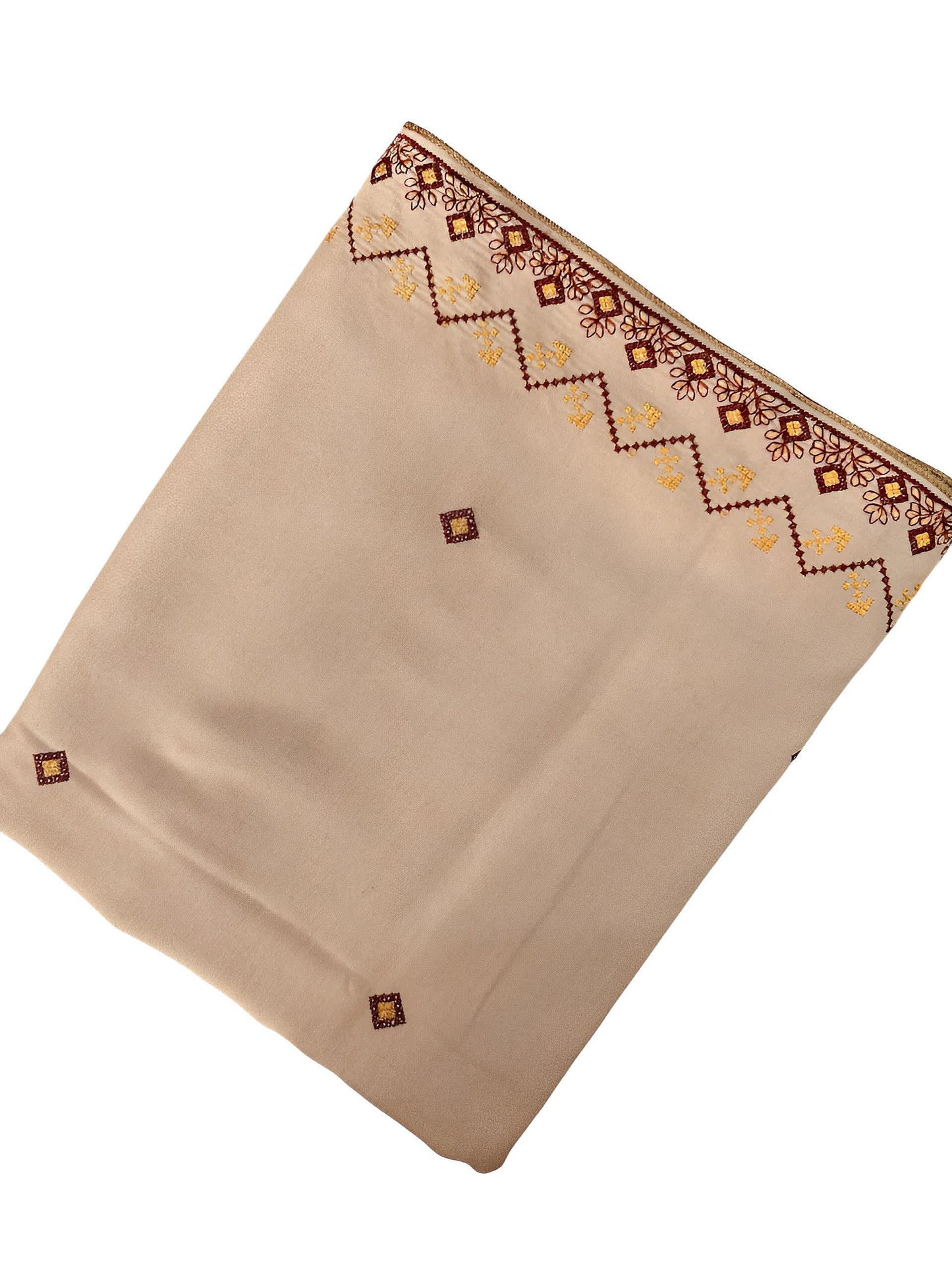 Beige Canopy Double Maroon Shaal