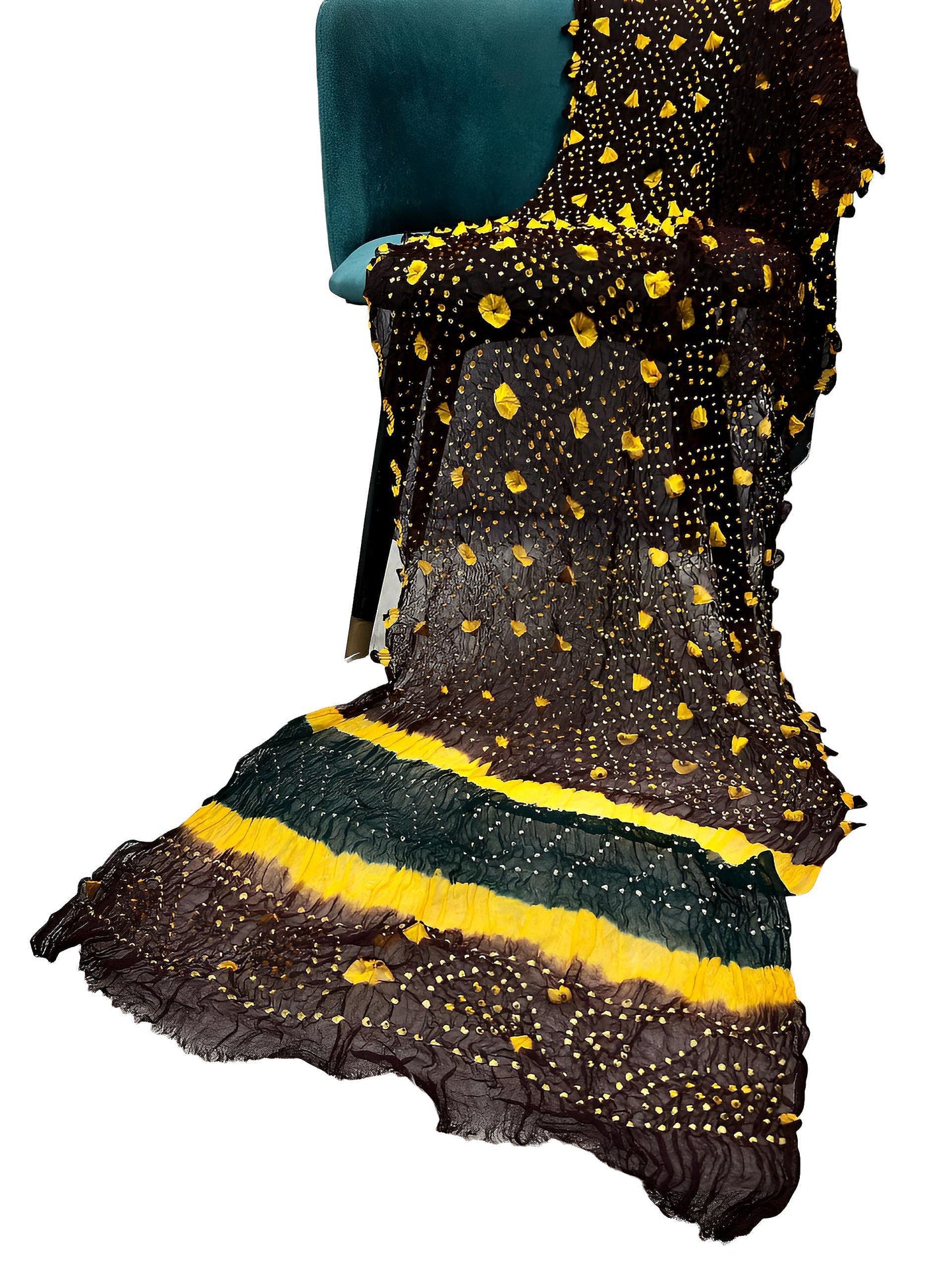 Black Yellow Multi Chiffon Chundri Dupatta