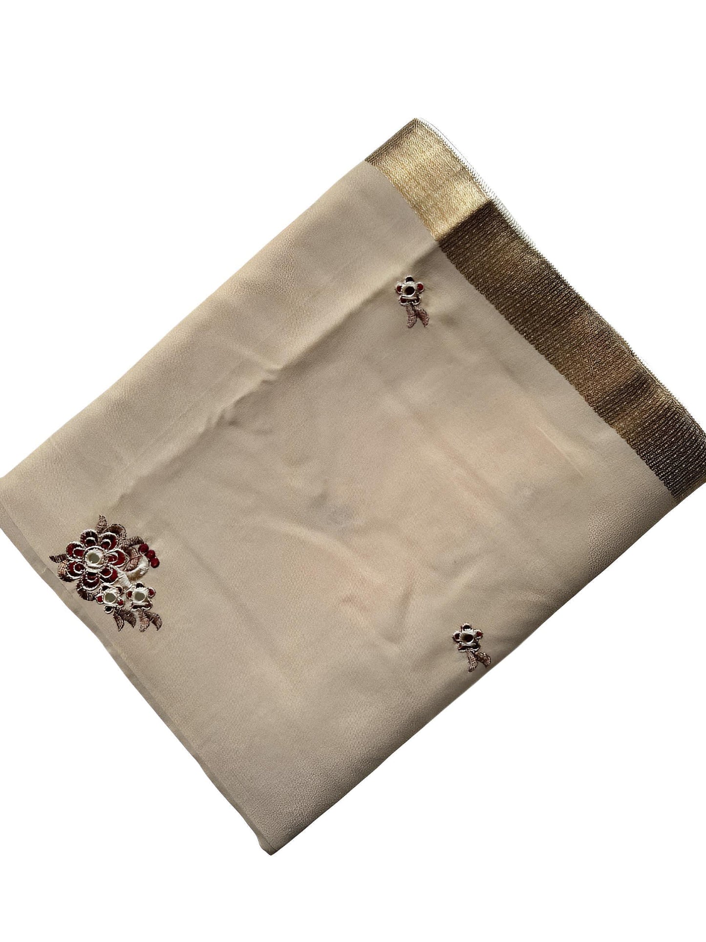Beige Taupe Shiny Border Shaal