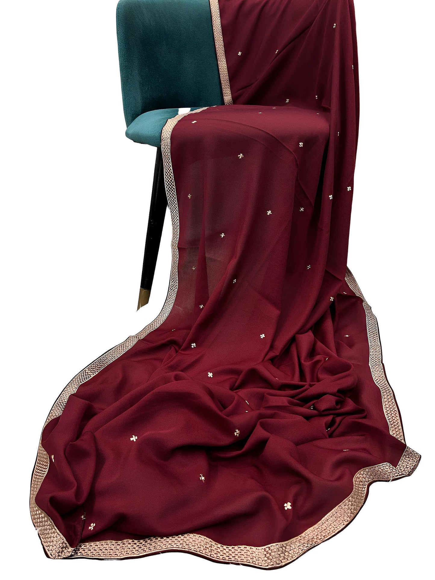 Maroon Baby Pink Border Shaal