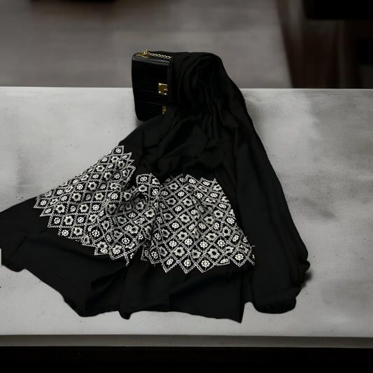 White Poppy - Monochrome Hijab
