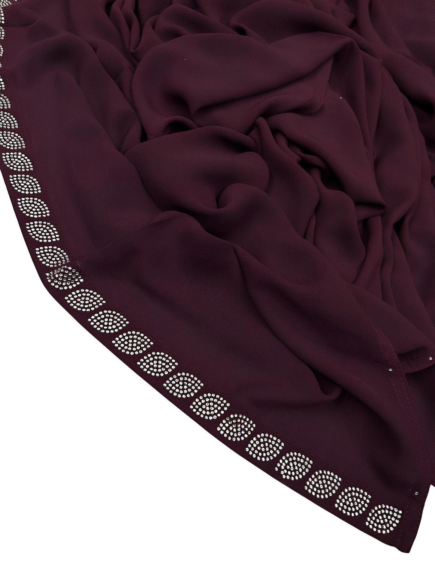 Luxury Mahogany Silver Border Korean Shaal