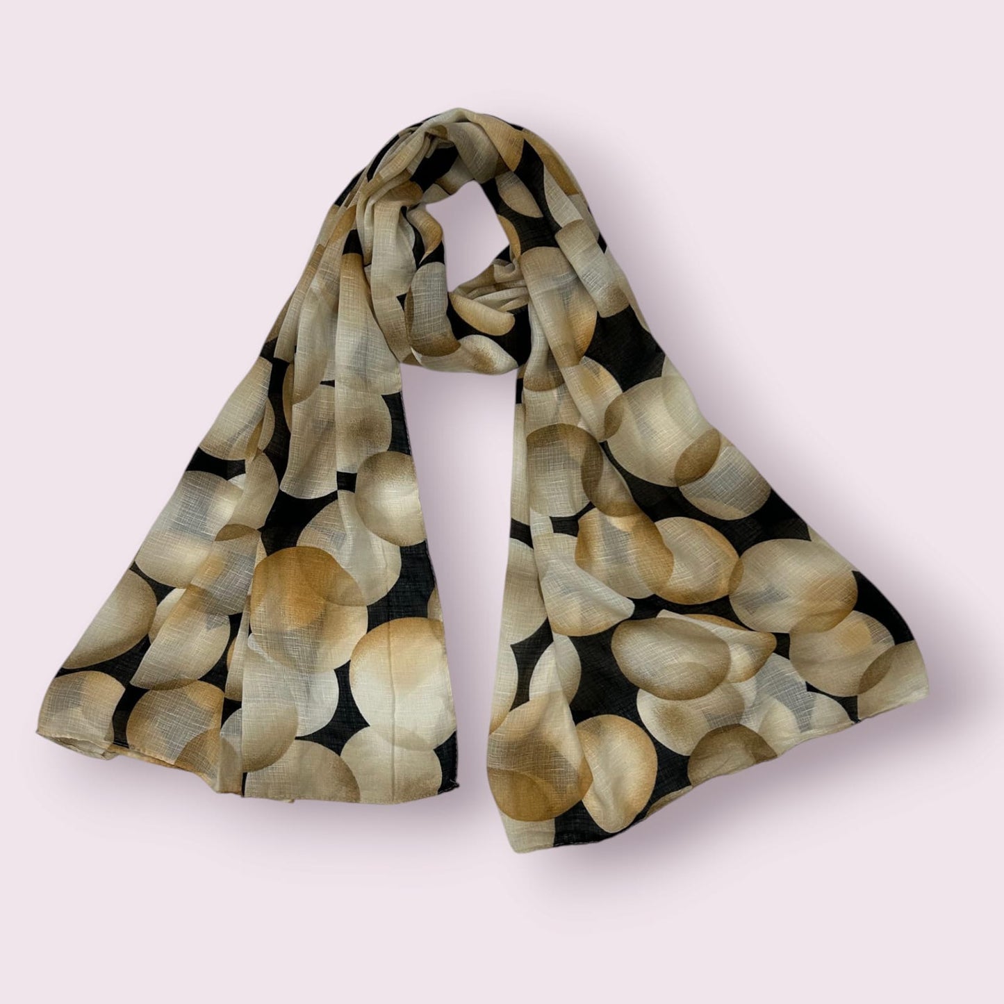 Dull Brown Beige Circles Printed Modal Hijab