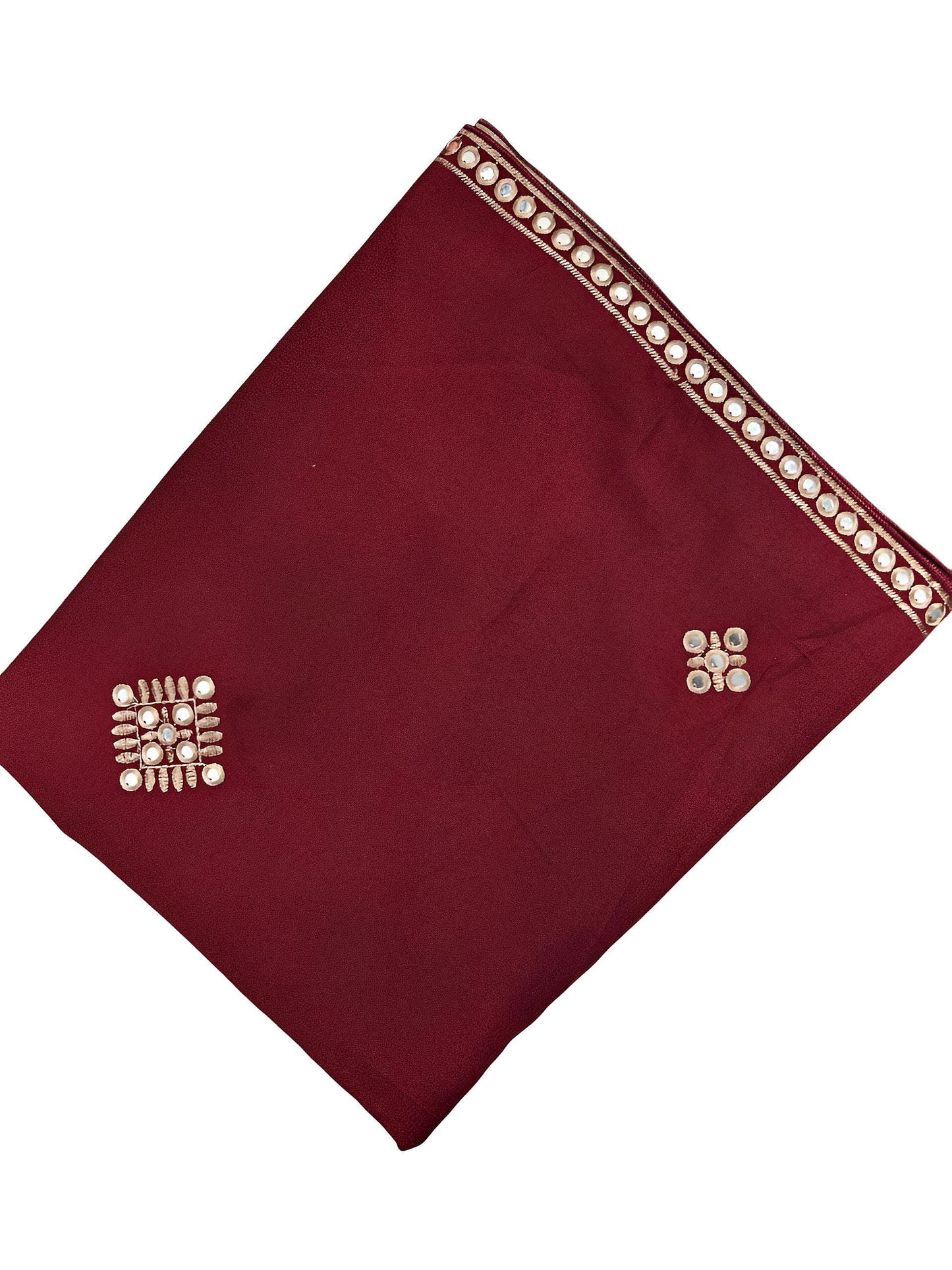 Maroon Mirrorwork Shaal