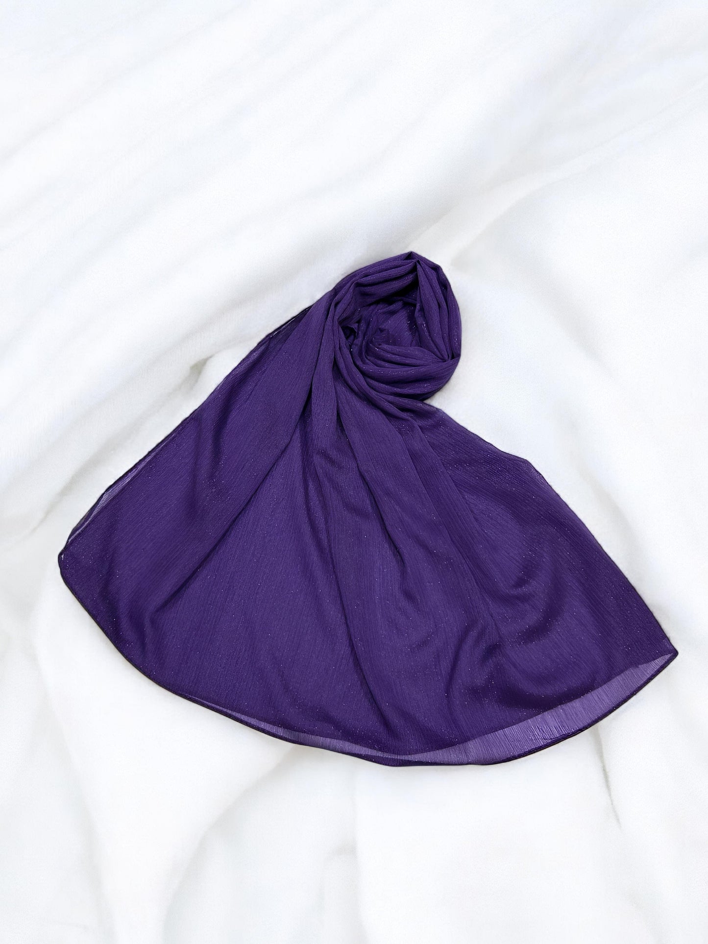 Indigo - Crinkle Shimmer Chiffon Wedding Party Occasion Hijab Scarf
