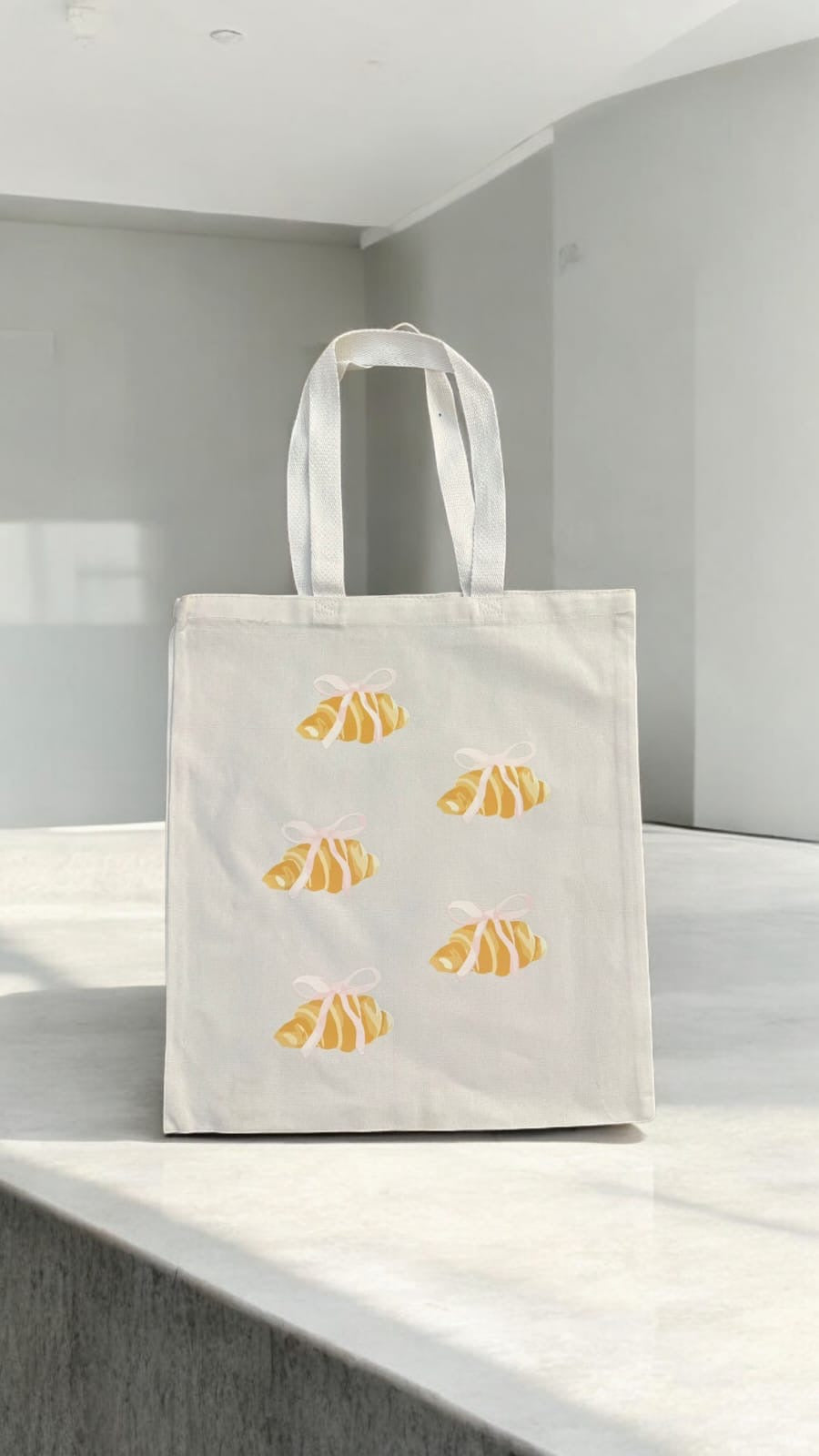 Beige Croissant Tote Bag