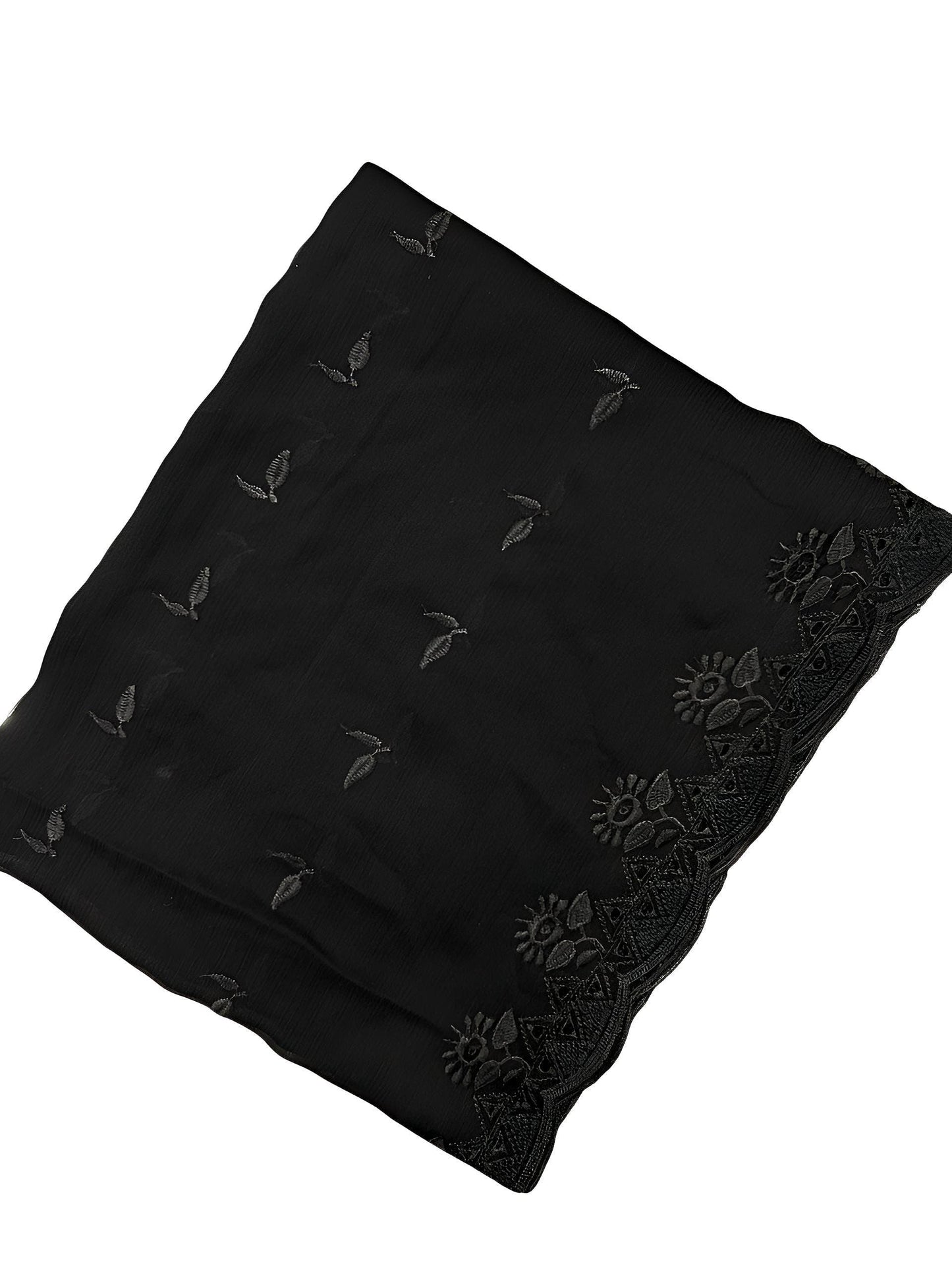 Black Rosemary Embroidered Chiffon Dupatta