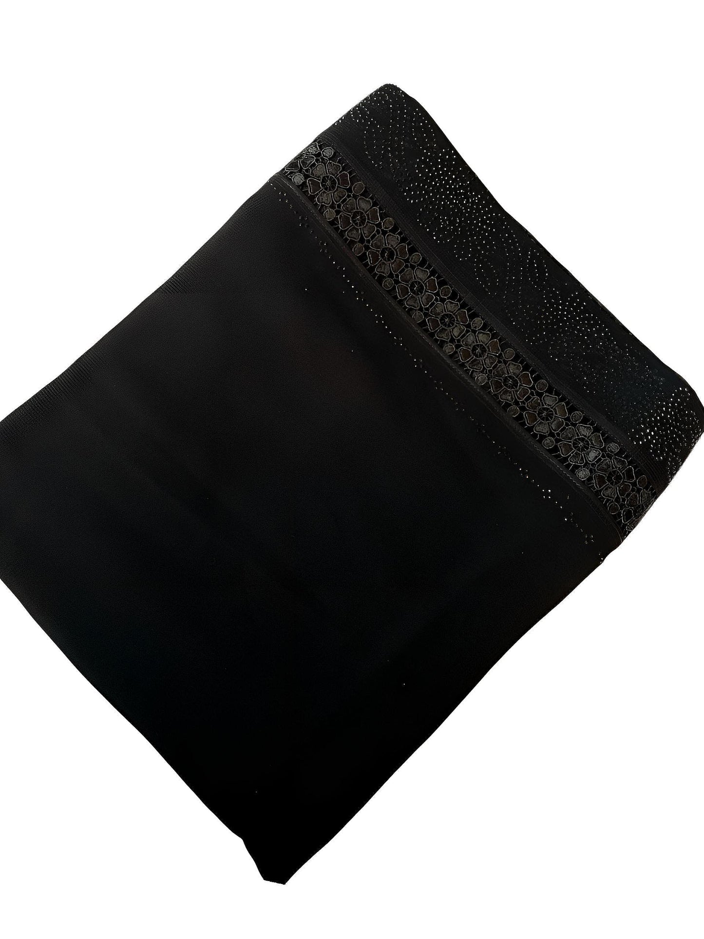 Black Double Floral Border Sparkle Shaal