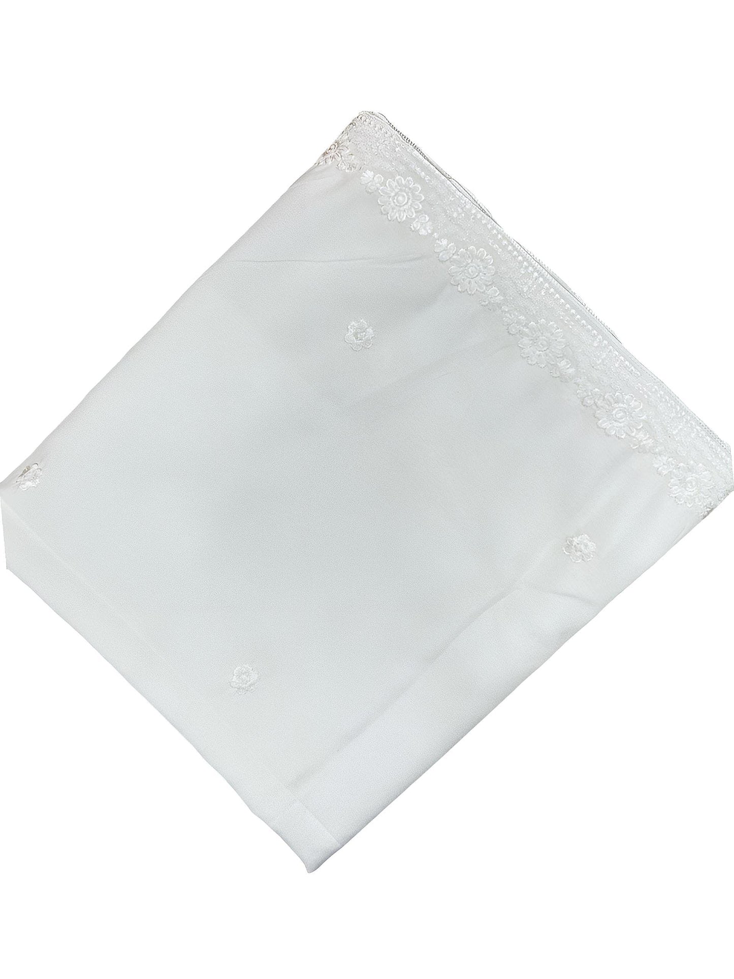 Pure White Beauty Floral Border Shaal