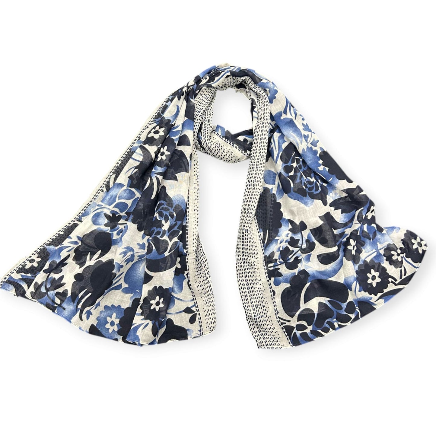 Fawn Blue Peonies Printed Modal Hijab