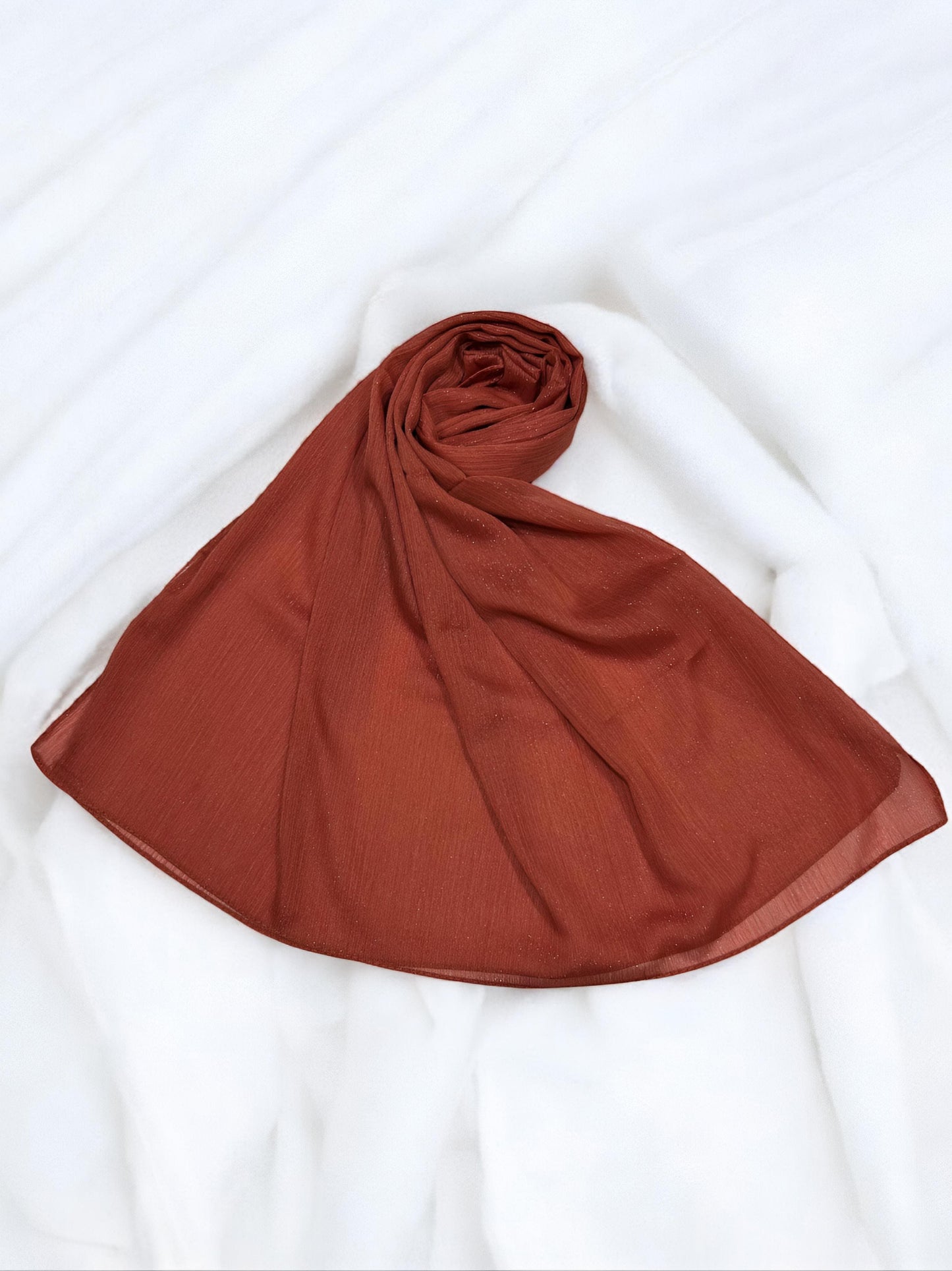 Flame Orange - Crinkle Shimmer Chiffon Wedding Party Occasion Hijab Scarf