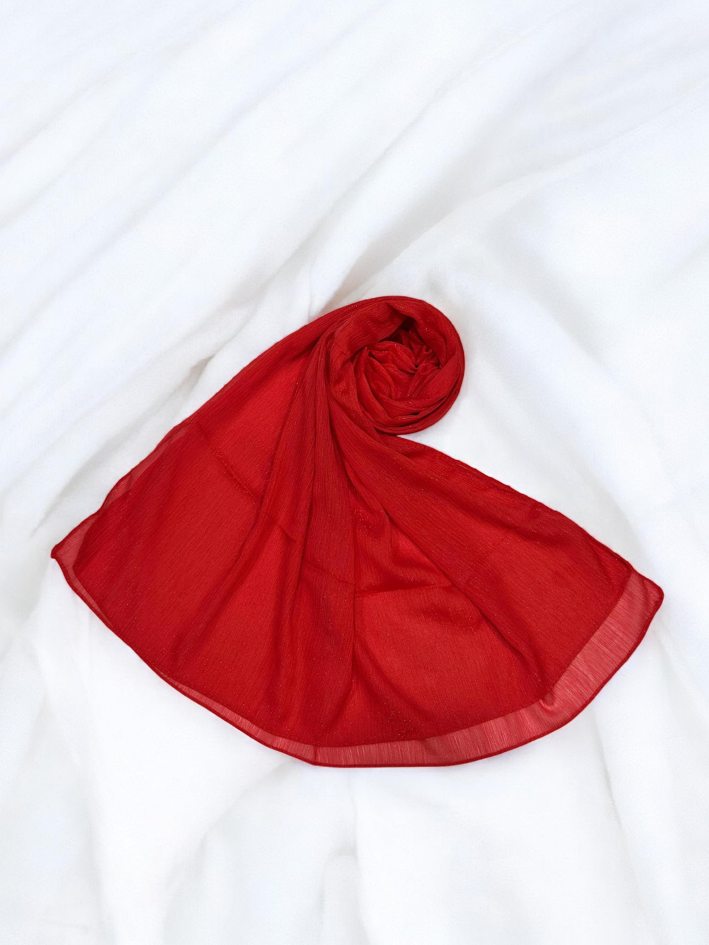 Tomato Red - Crinkle Shimmer Chiffon Wedding Party Occasion Hijab Scarf