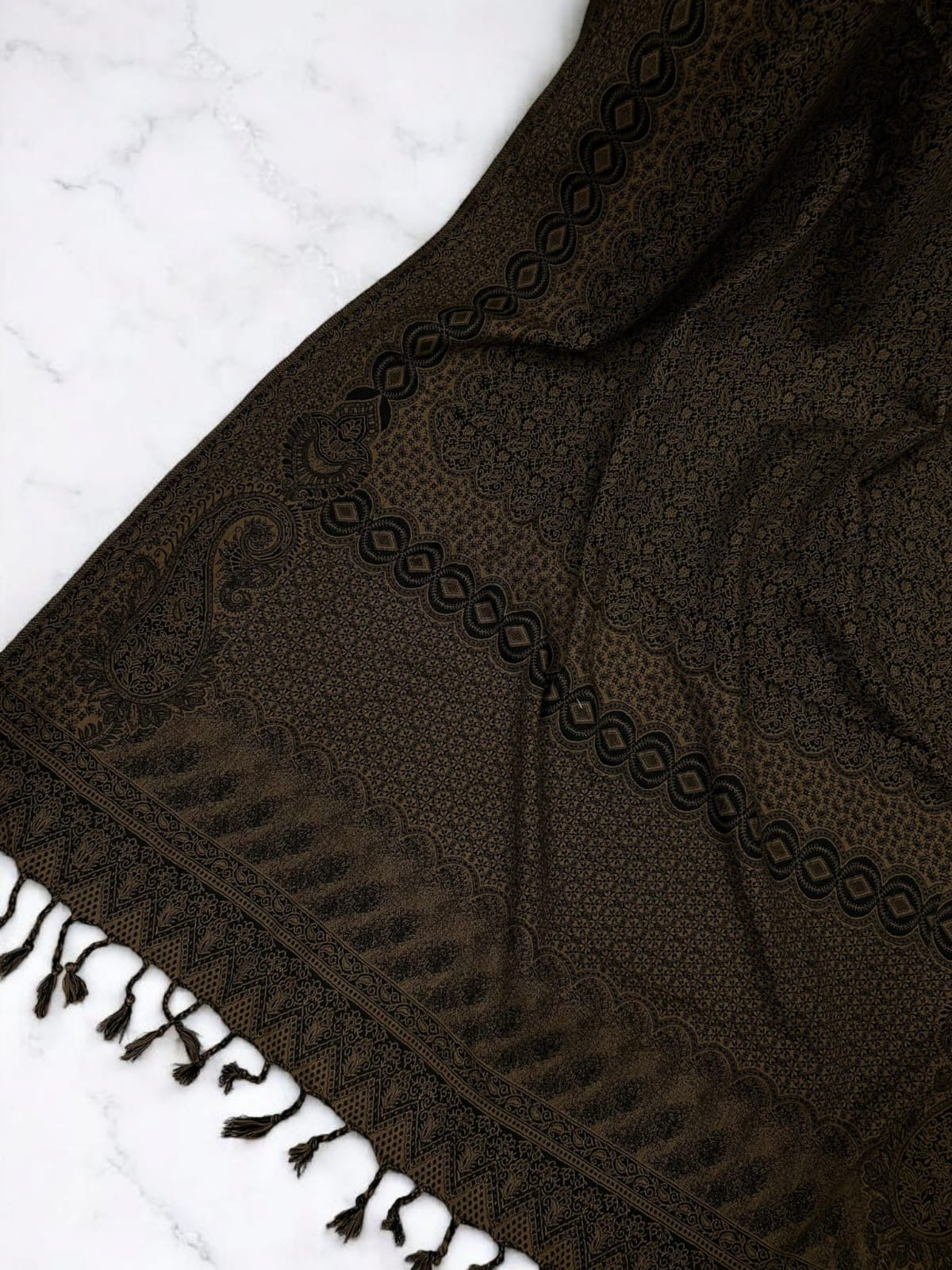 Paisley Pashmina Shawl - Brownie Black