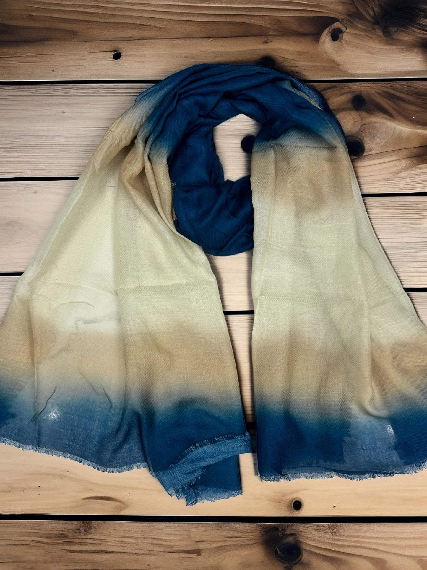 Blue Beige Tie-Dye Printed Modal Hijab