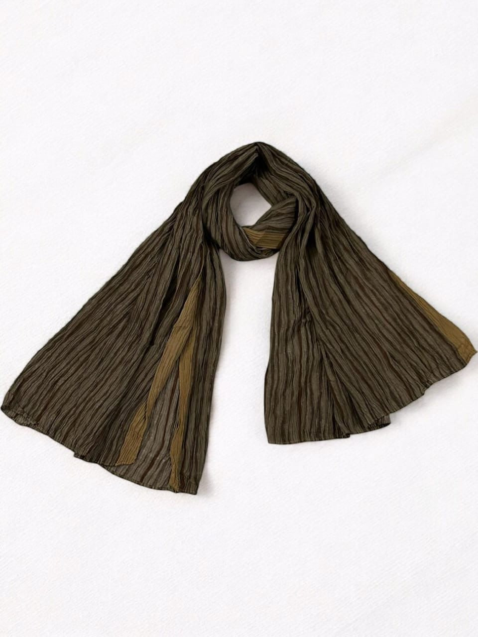 Ash Brown Linear Leopard Printed Pleated Modal Hijab