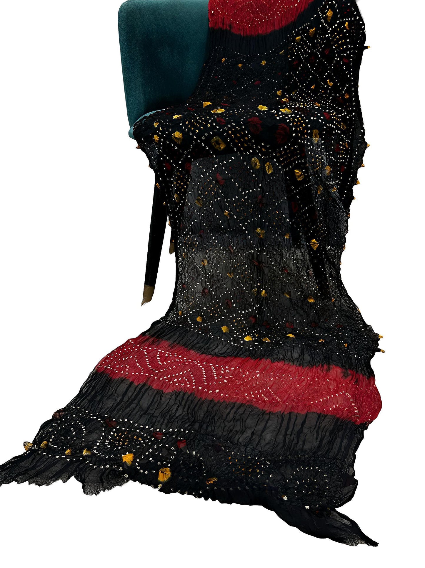 Black & Red Chiffon Chundri Dupatta