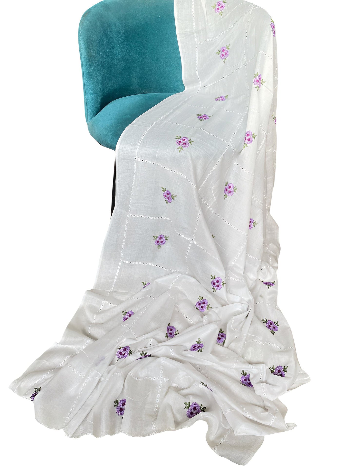 Sweet Violet Handembroidered Lawn Dupatta