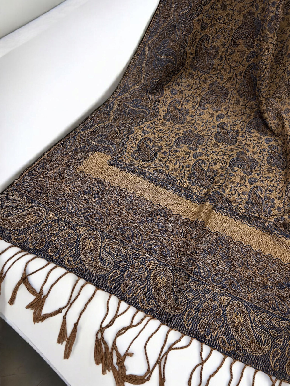 Beige Mauve Purple Damask Paisleys Dual Tone Pashmina Hijab