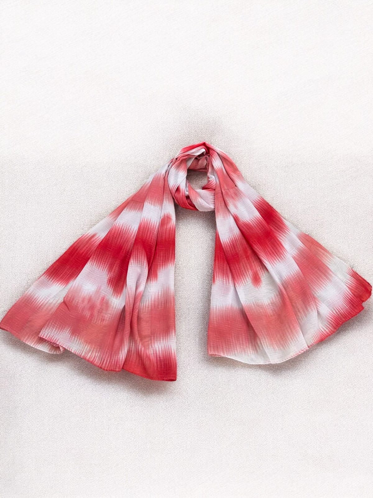 Coral Pink Patterned Tie-Dye Printed Modal Hijab