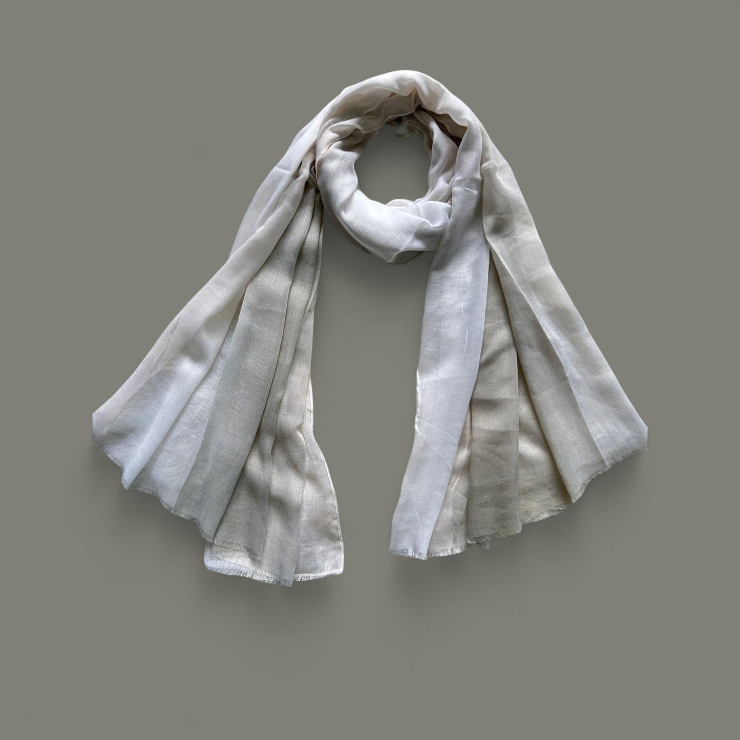 Sand White Tie-Dye Printed Modal Hijab