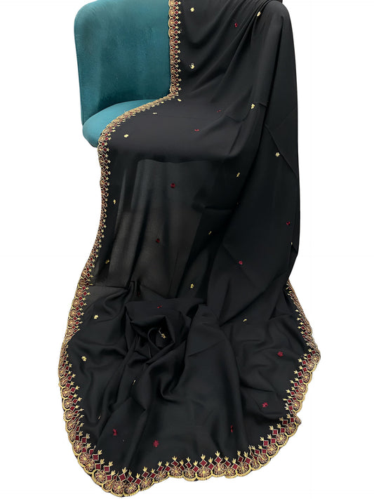Multi Rose Black Shaal