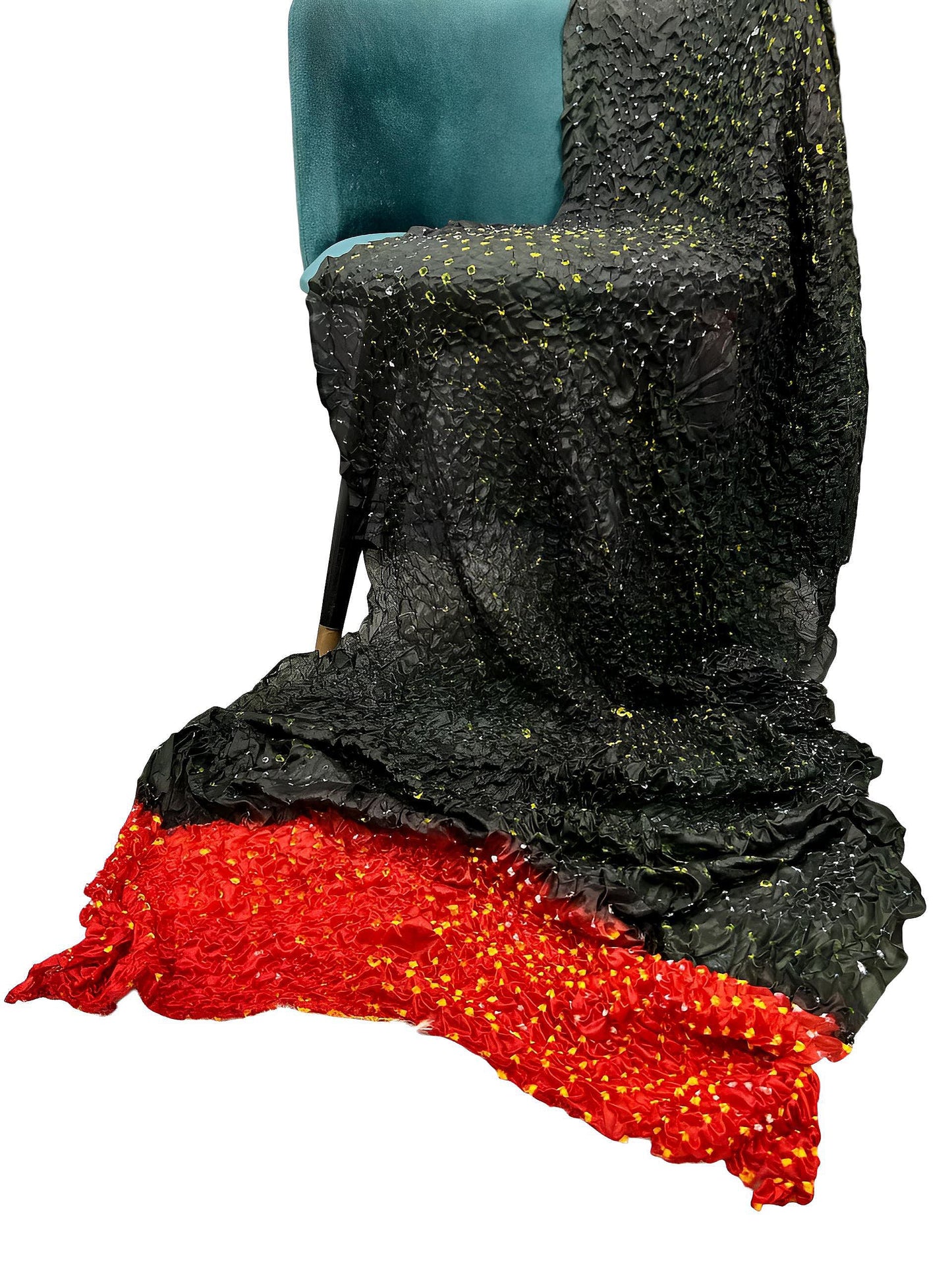 Black & Red Silk Chunry Dupatta
