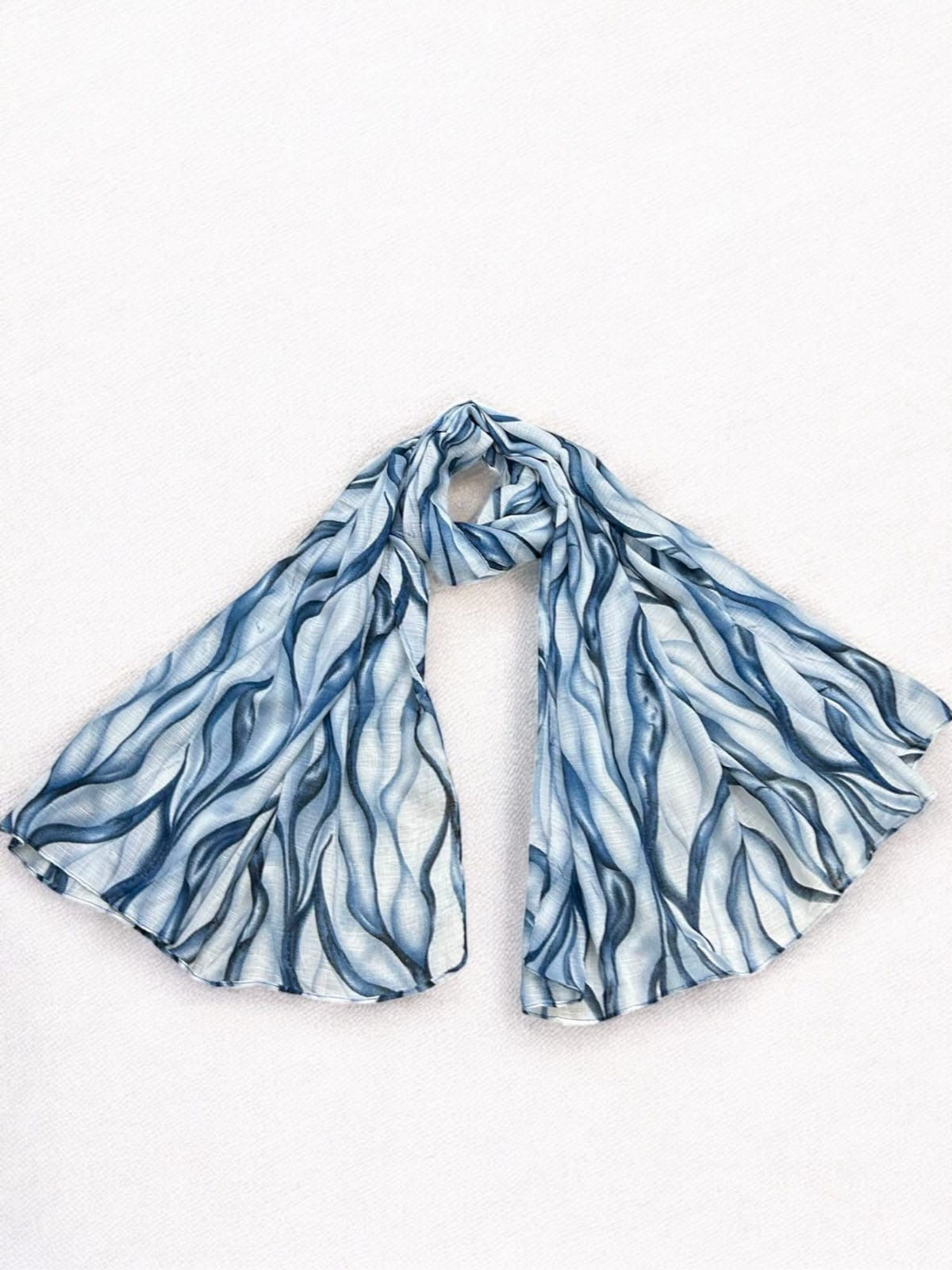 Ocean Waves Tie-Dye Printed Modal Hijab
