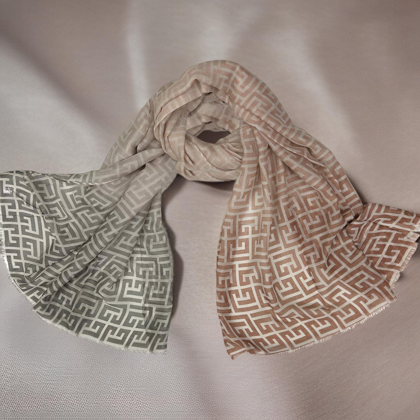 Fawn Grey Maze Printed Lawn Hijab