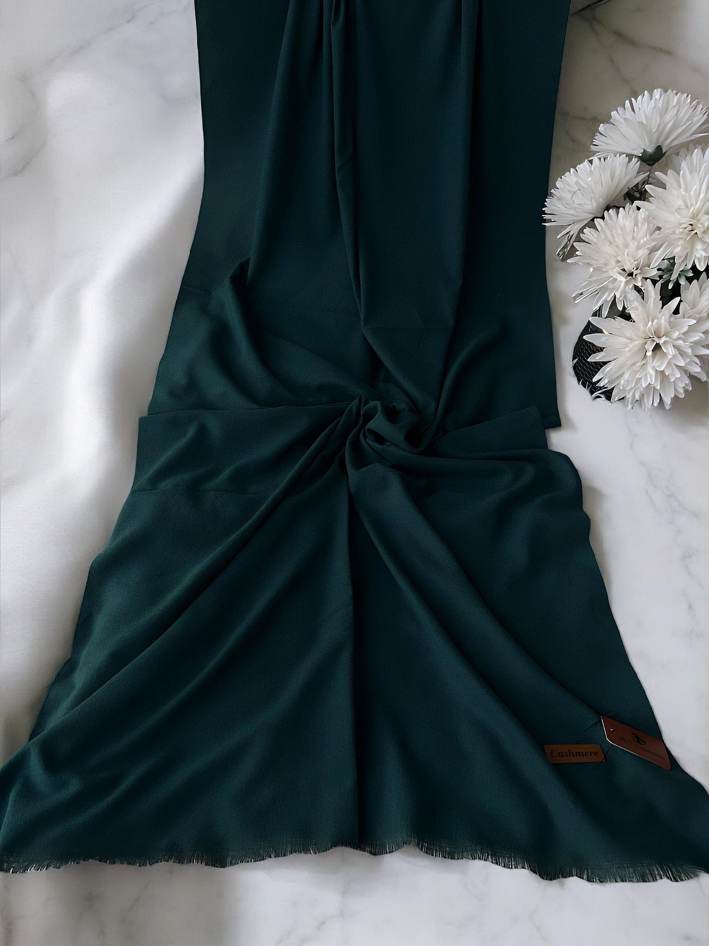 Plain Cashmere Hijab Scarf - Flag Green