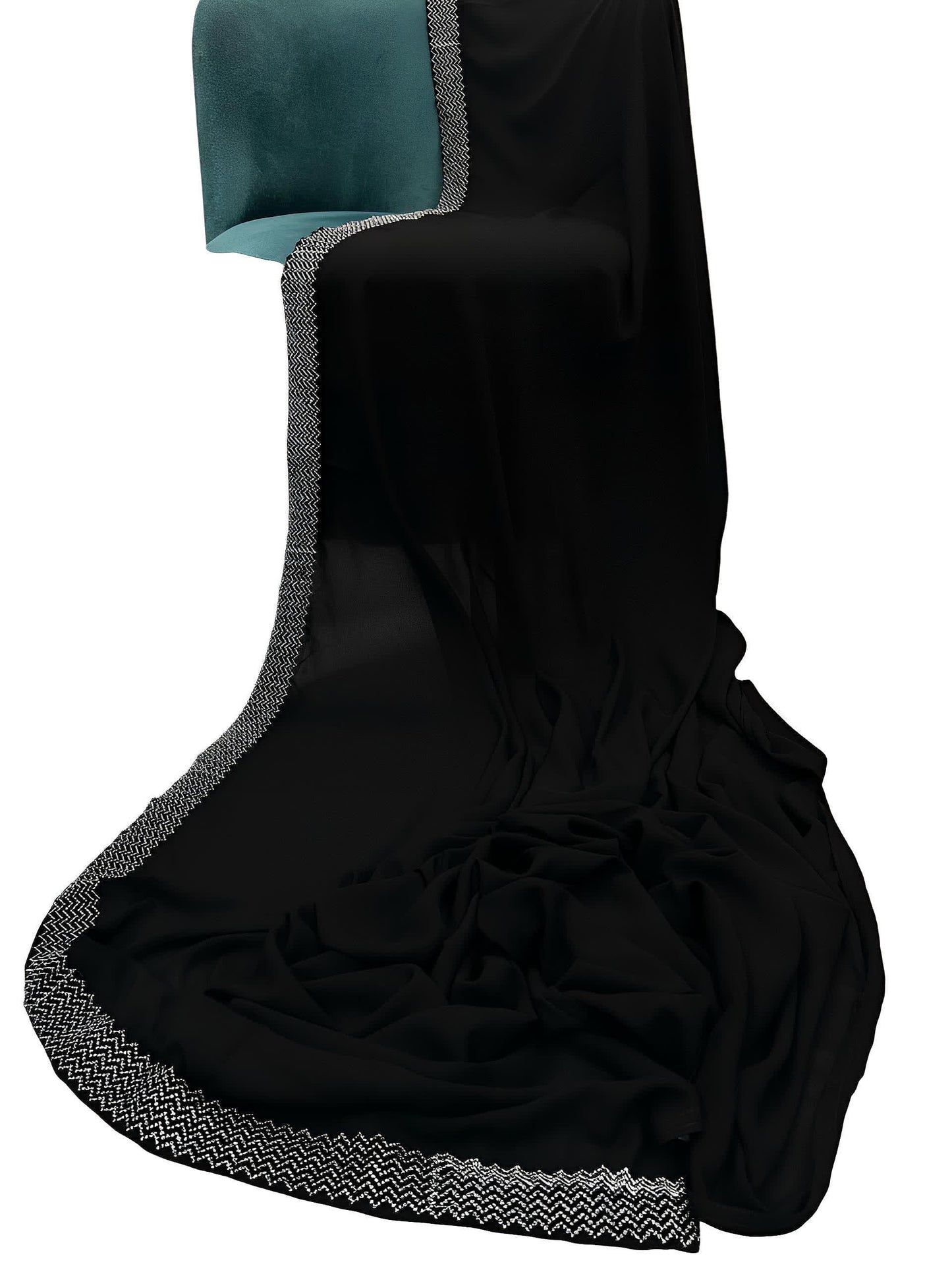 Black Silver Rippled Border Shaal