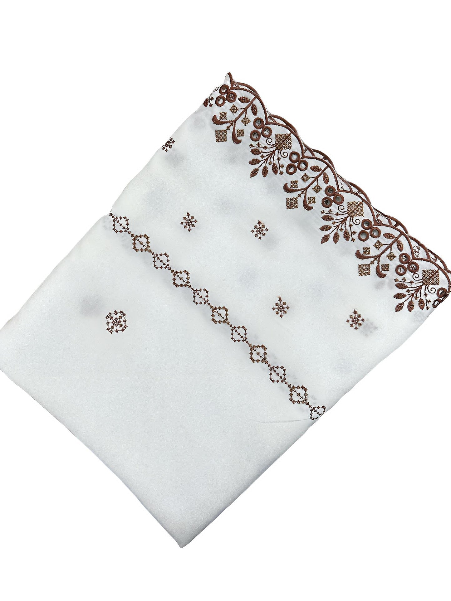 White Fancy Floral Bridal Shaal