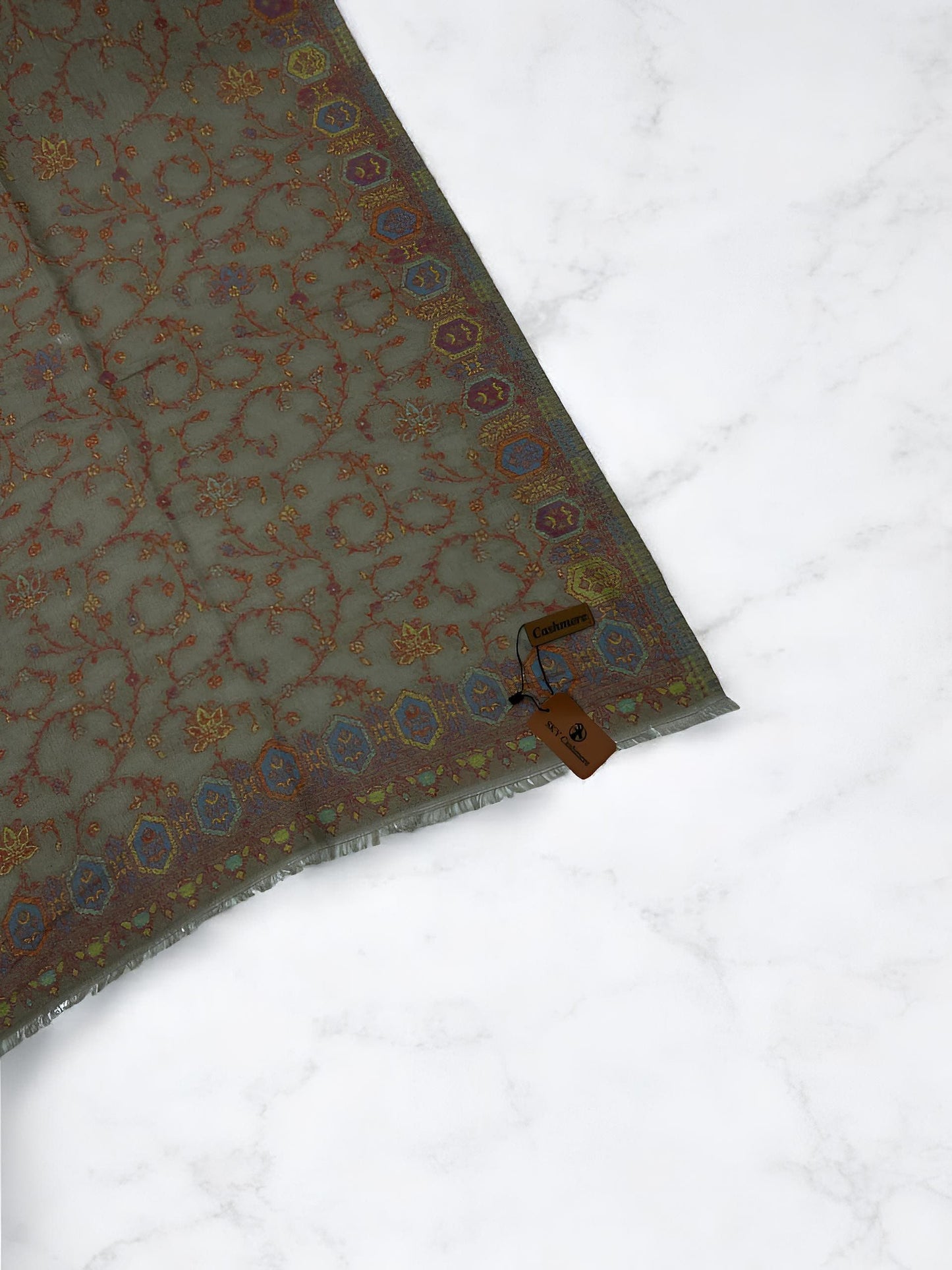 Silver Grey Scrolls Kani Pashmina Hijab