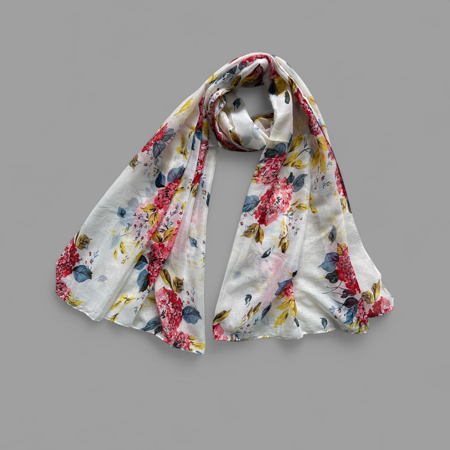 Red White Hibiscus Floral Printed Modal Hijab