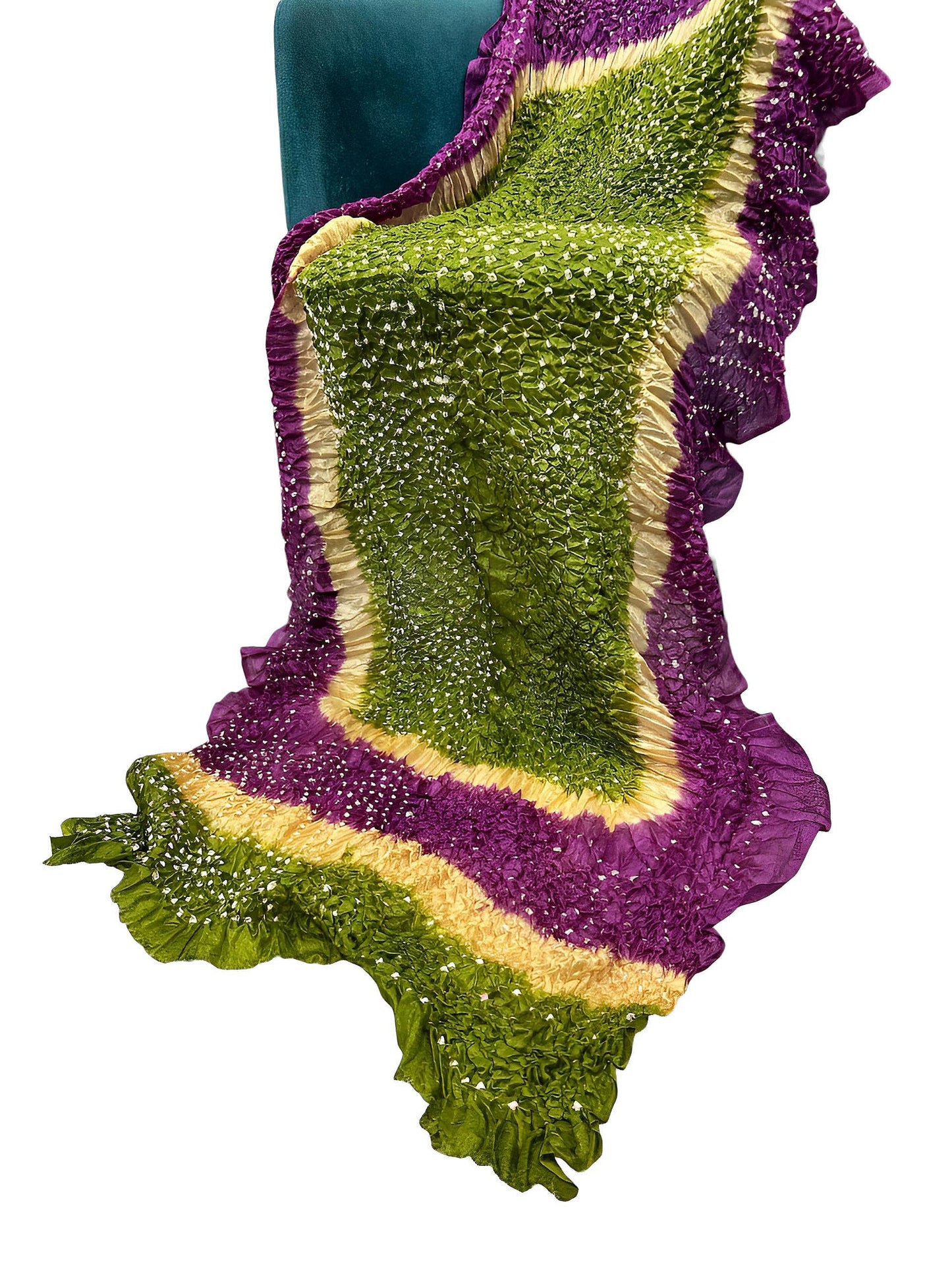 Green & Purple Silk Chundri Dupatta
