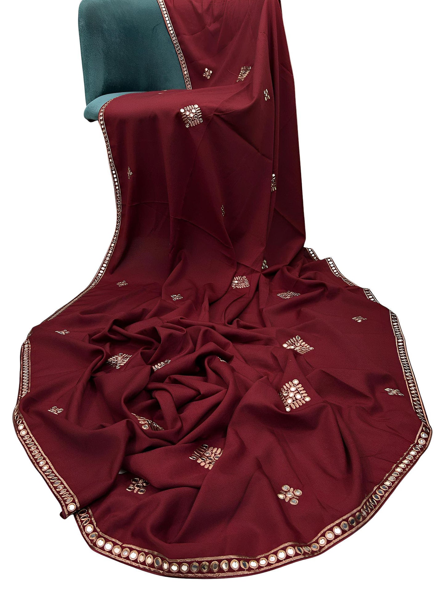 Maroon Mirrorwork Shaal
