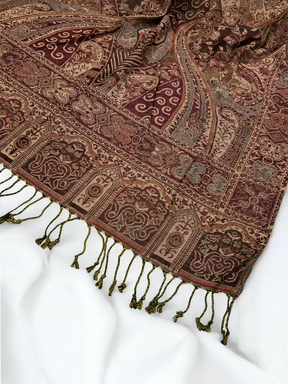 Skin Deep Maroon Persian Paisley Dual-Tone Pashmina Hijab