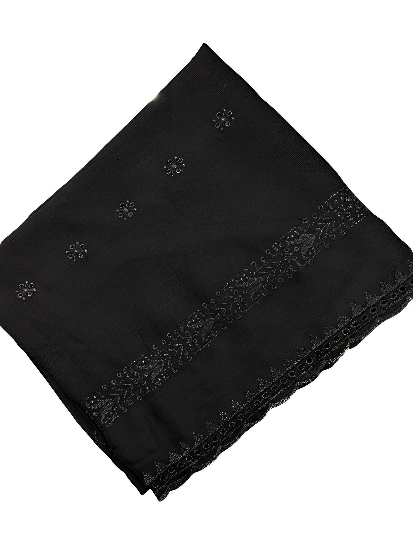 Black Sage Embroidered Chiffon Dupatta