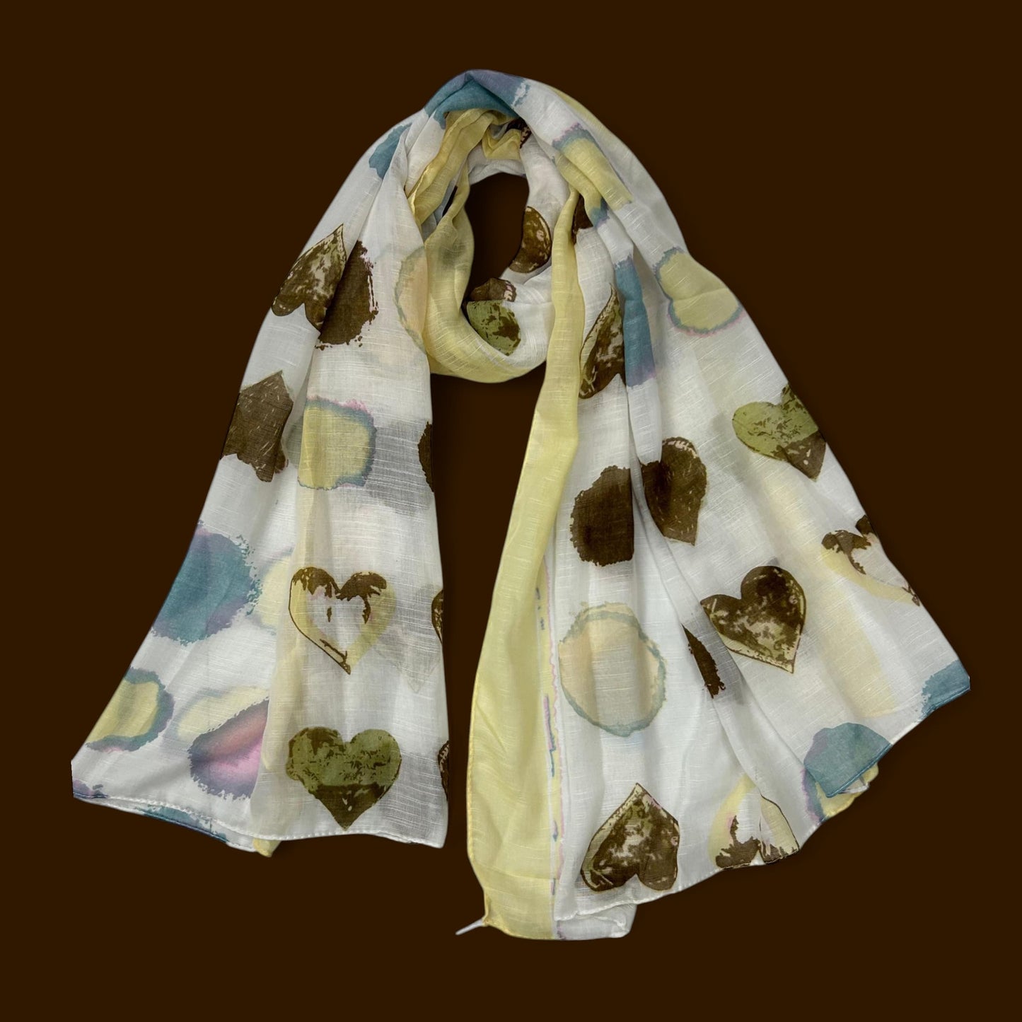 Lemon White Heart Printed Modal Hijab