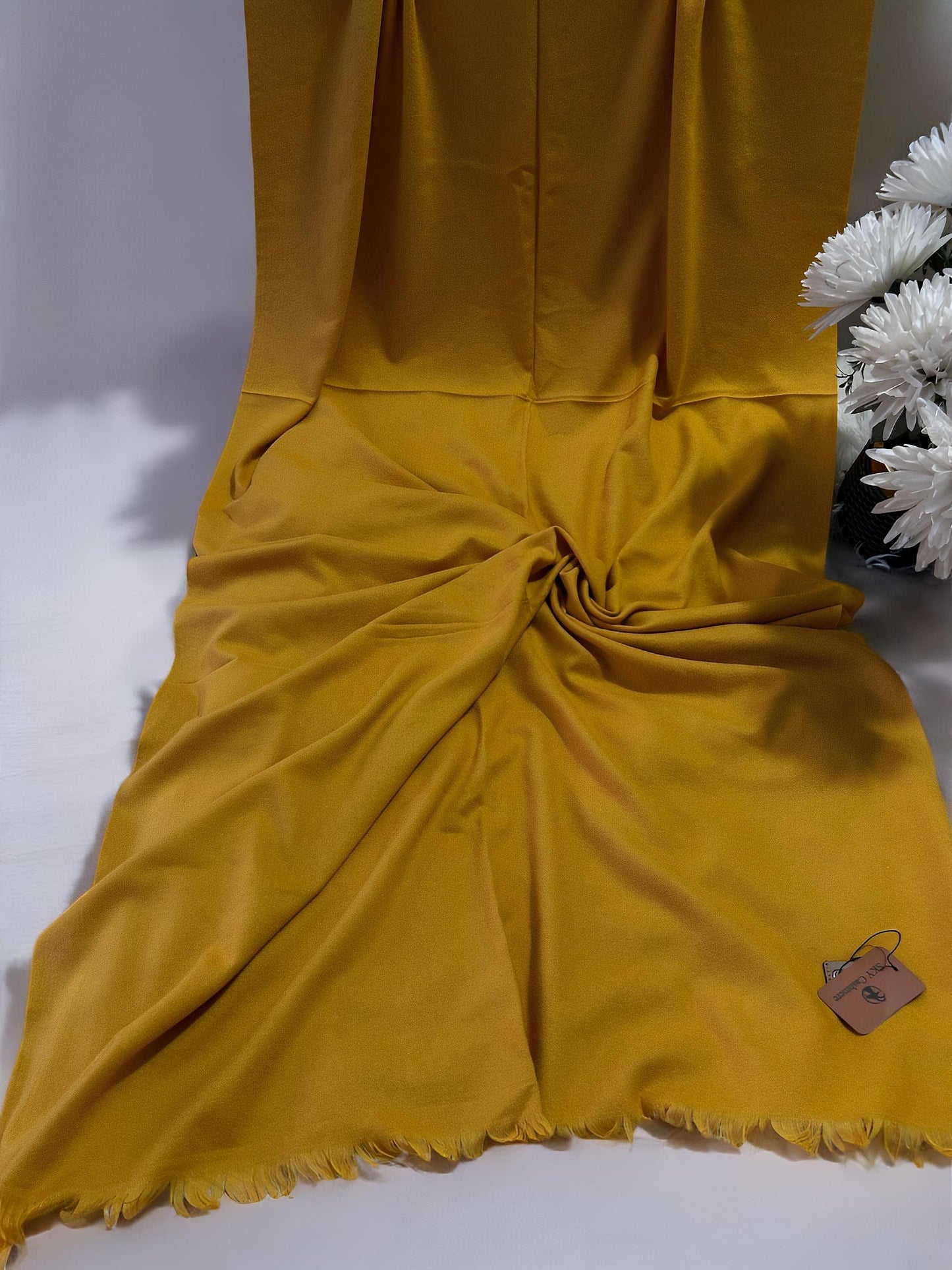 Plain Cashmere Hijab Scarf - Mustard Yellow