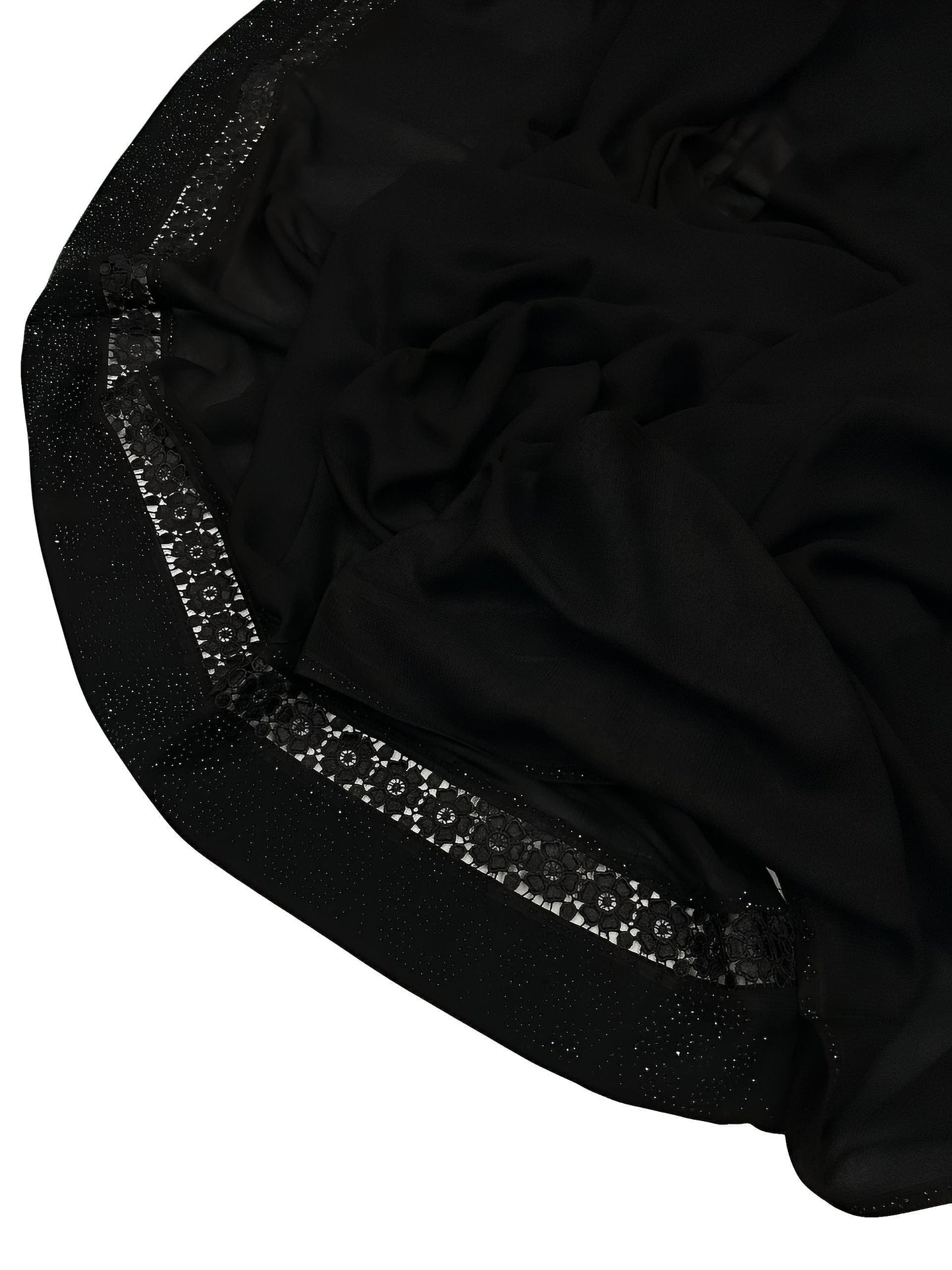 Black Double Floral Border Sparkle Shaal