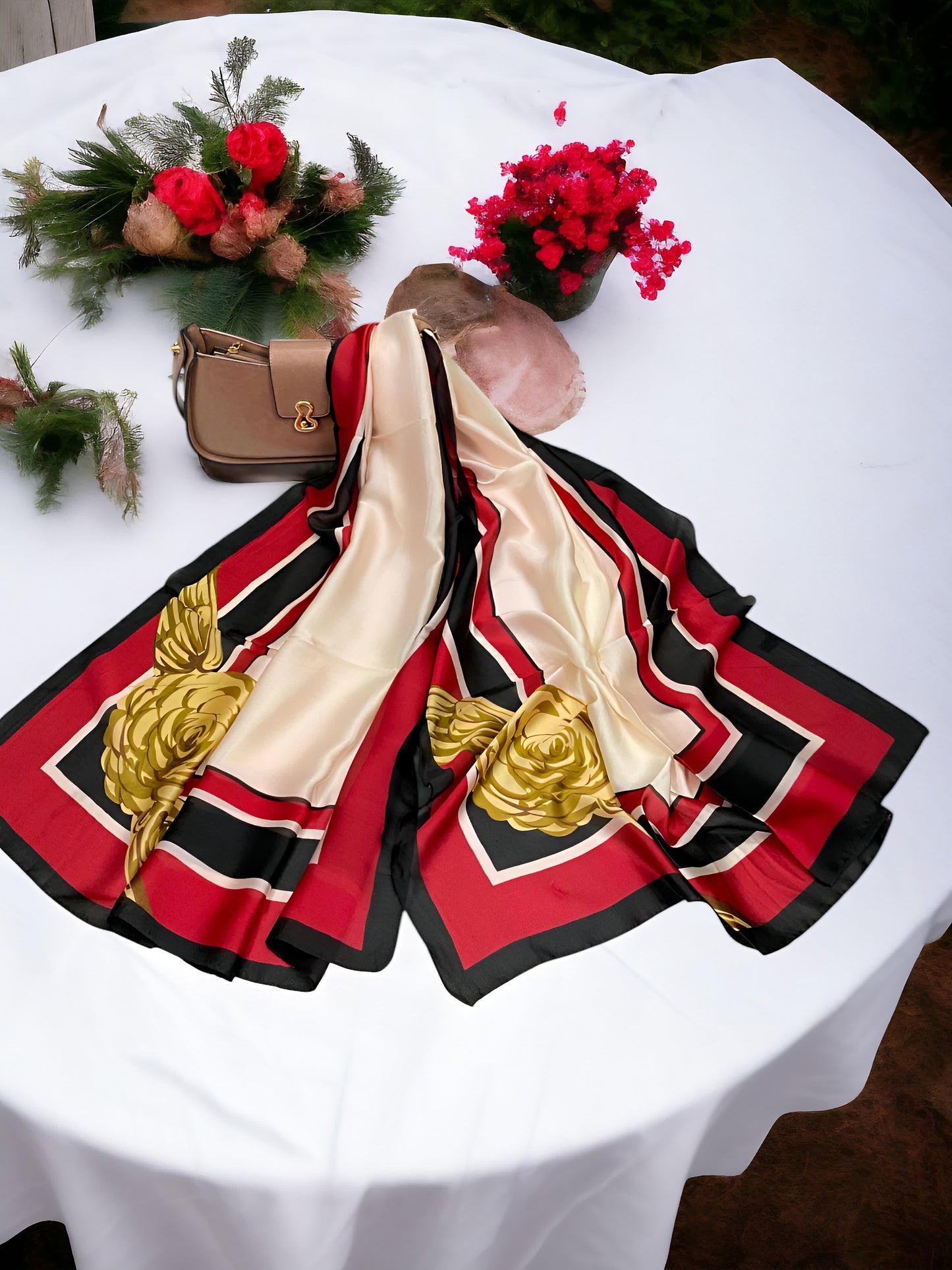 Large Satin Silk Scarf - Majesty Red