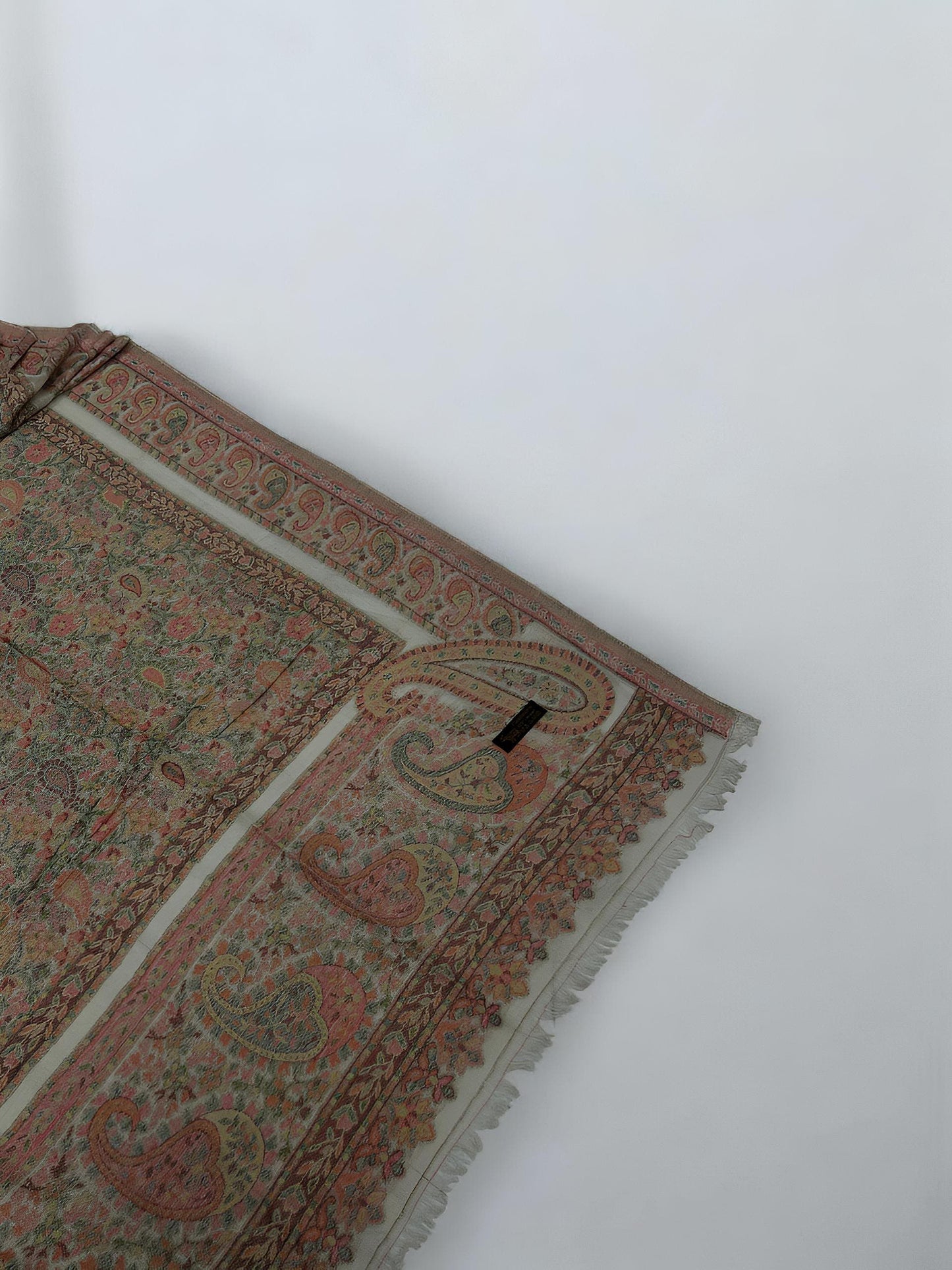 Pashmina Shawl - Beige White Paisley