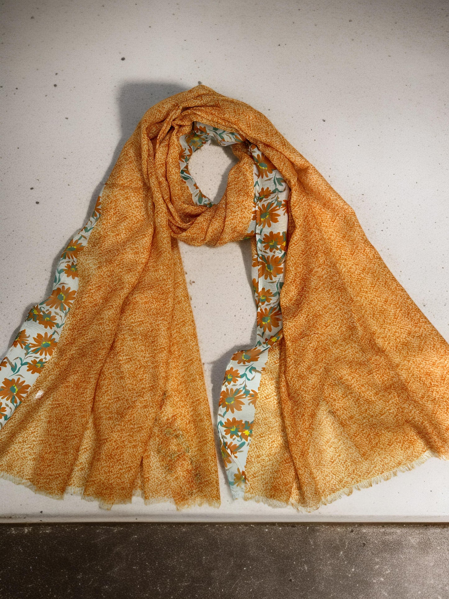 Tangerine Floral Border Printed Modal Hijab