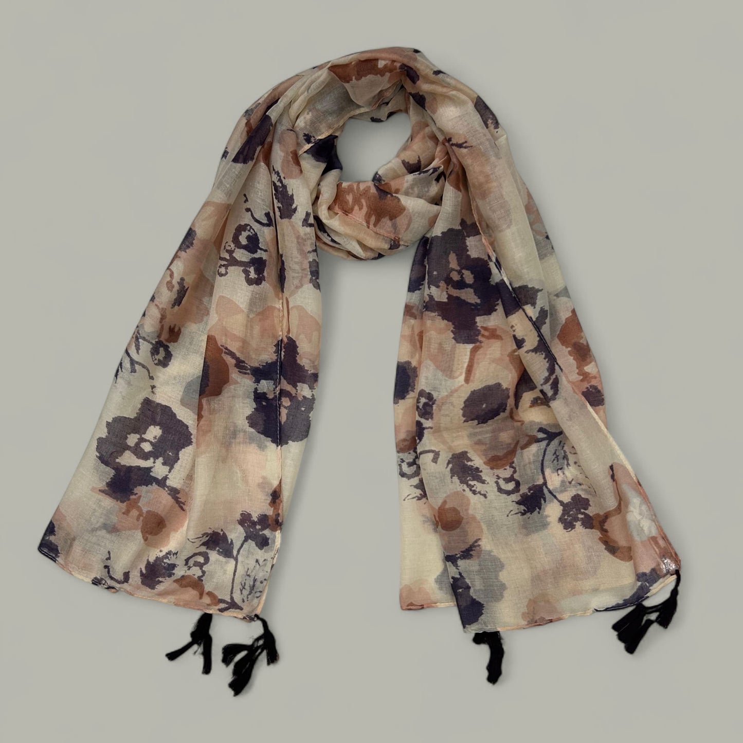 Brown Plum Floral Abstract Printed Modal Hijab
